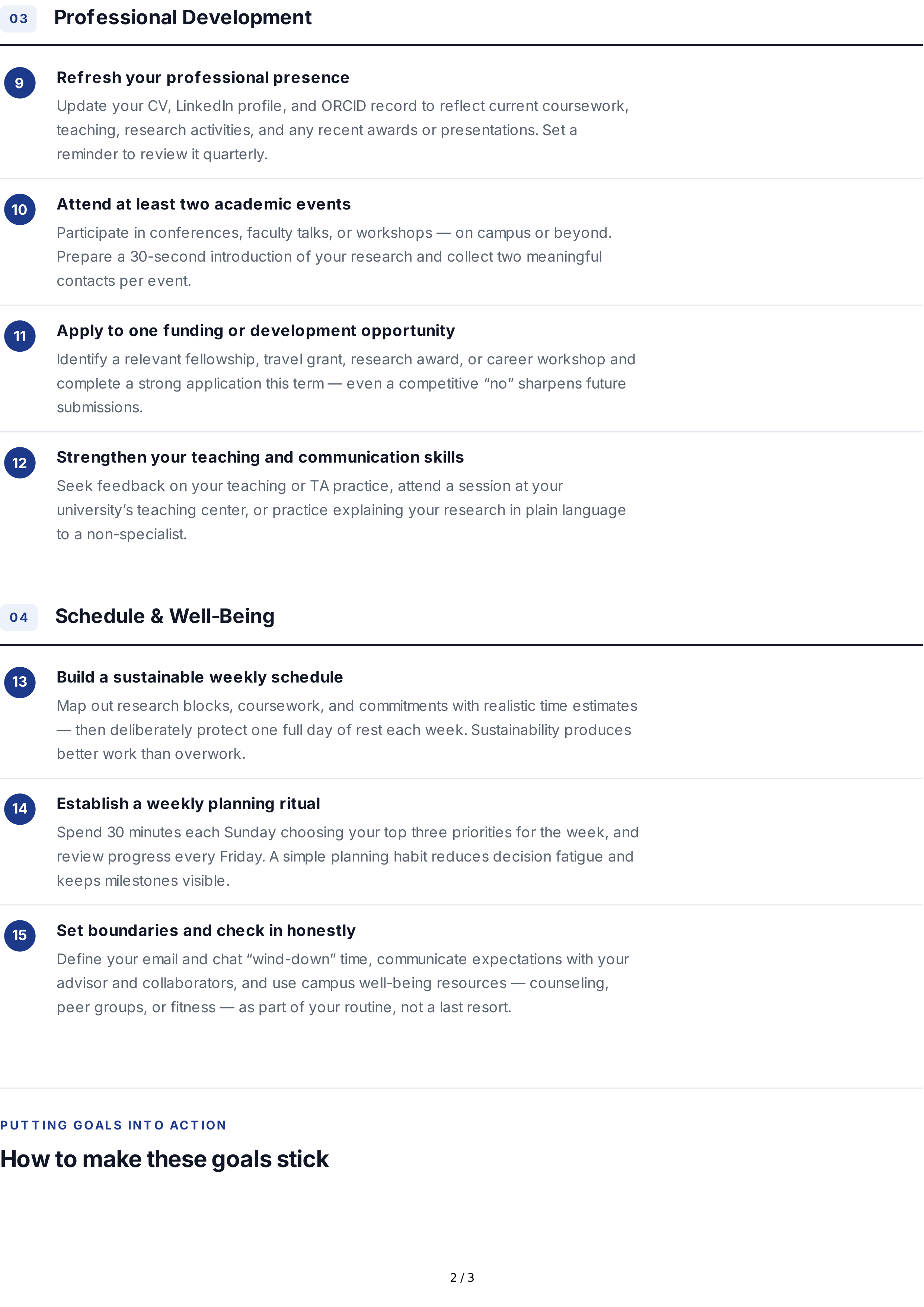 Short-Term Goals for Graduate Students — page 2