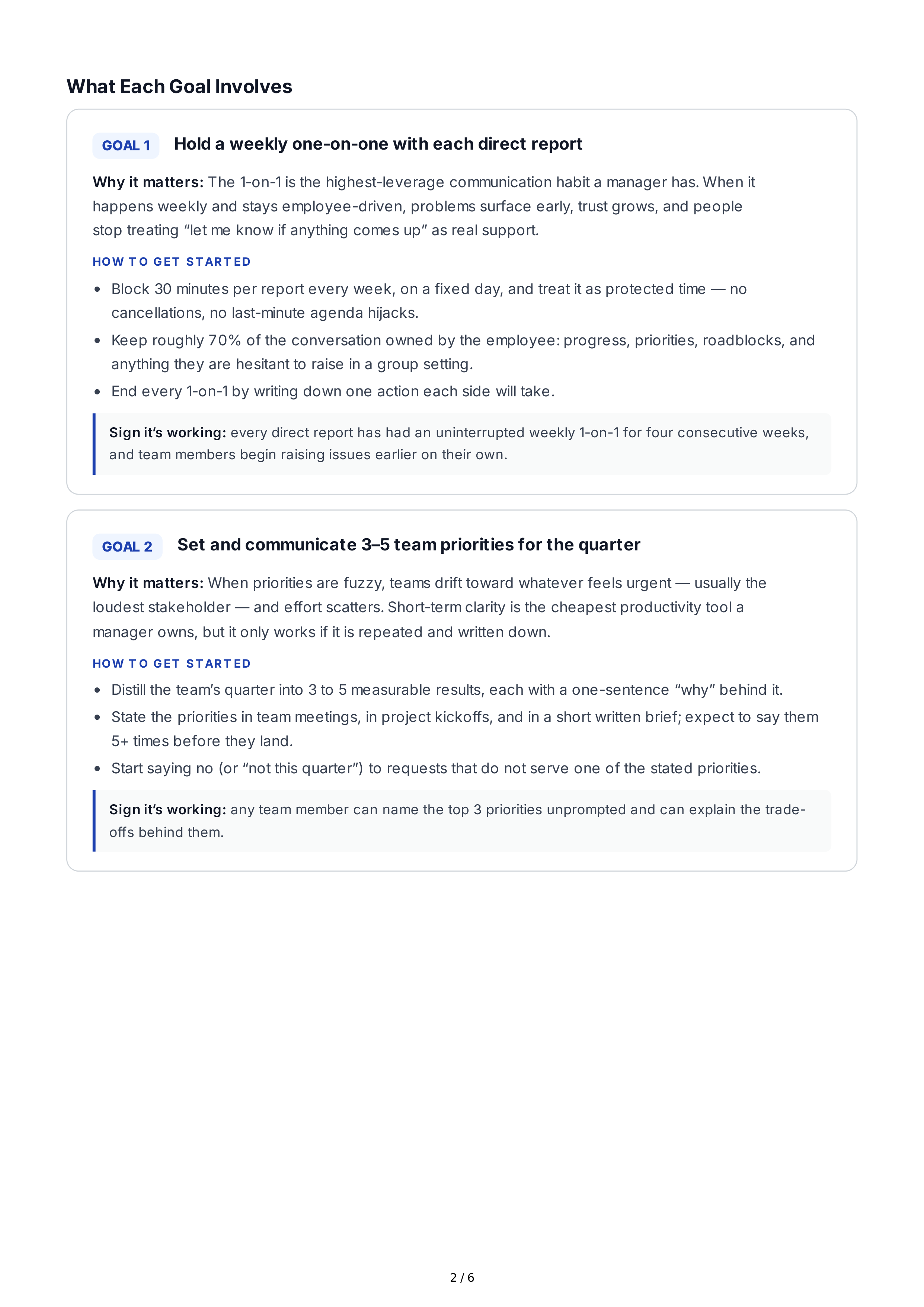 Short-Term Goals for Managers — page 2