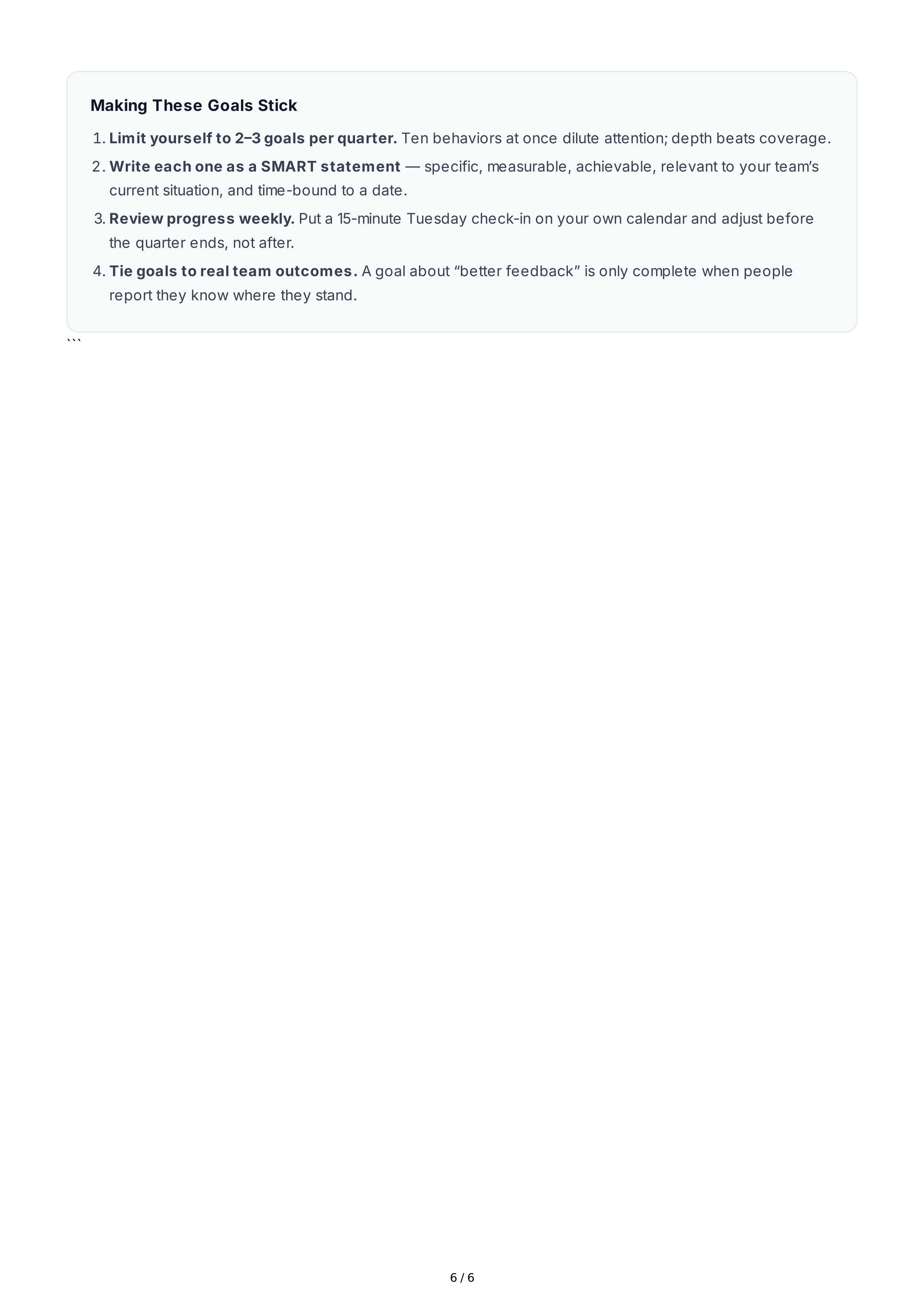 Short-Term Goals for Managers — page 6