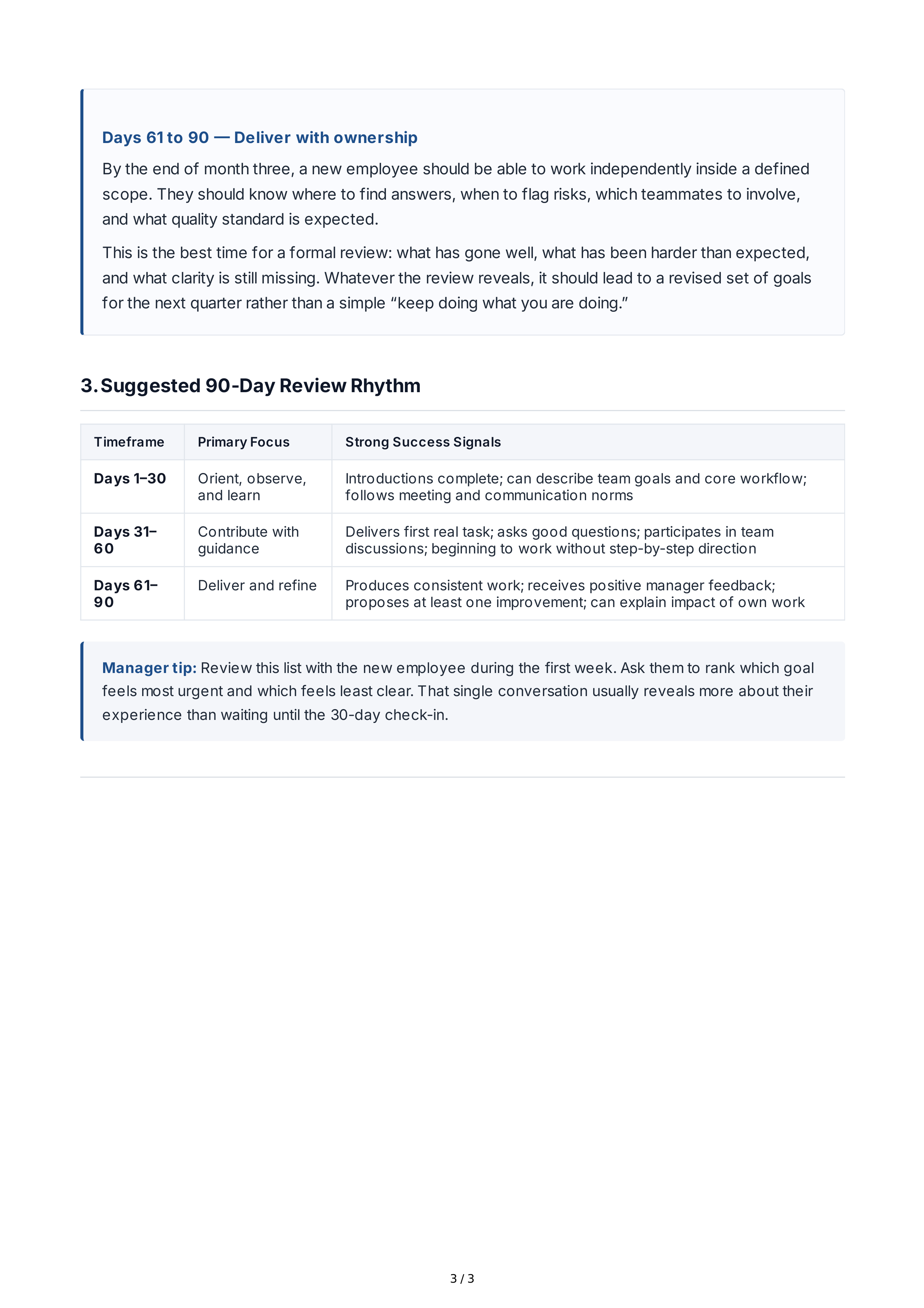 Short-Term Goals for New Employees — page 3