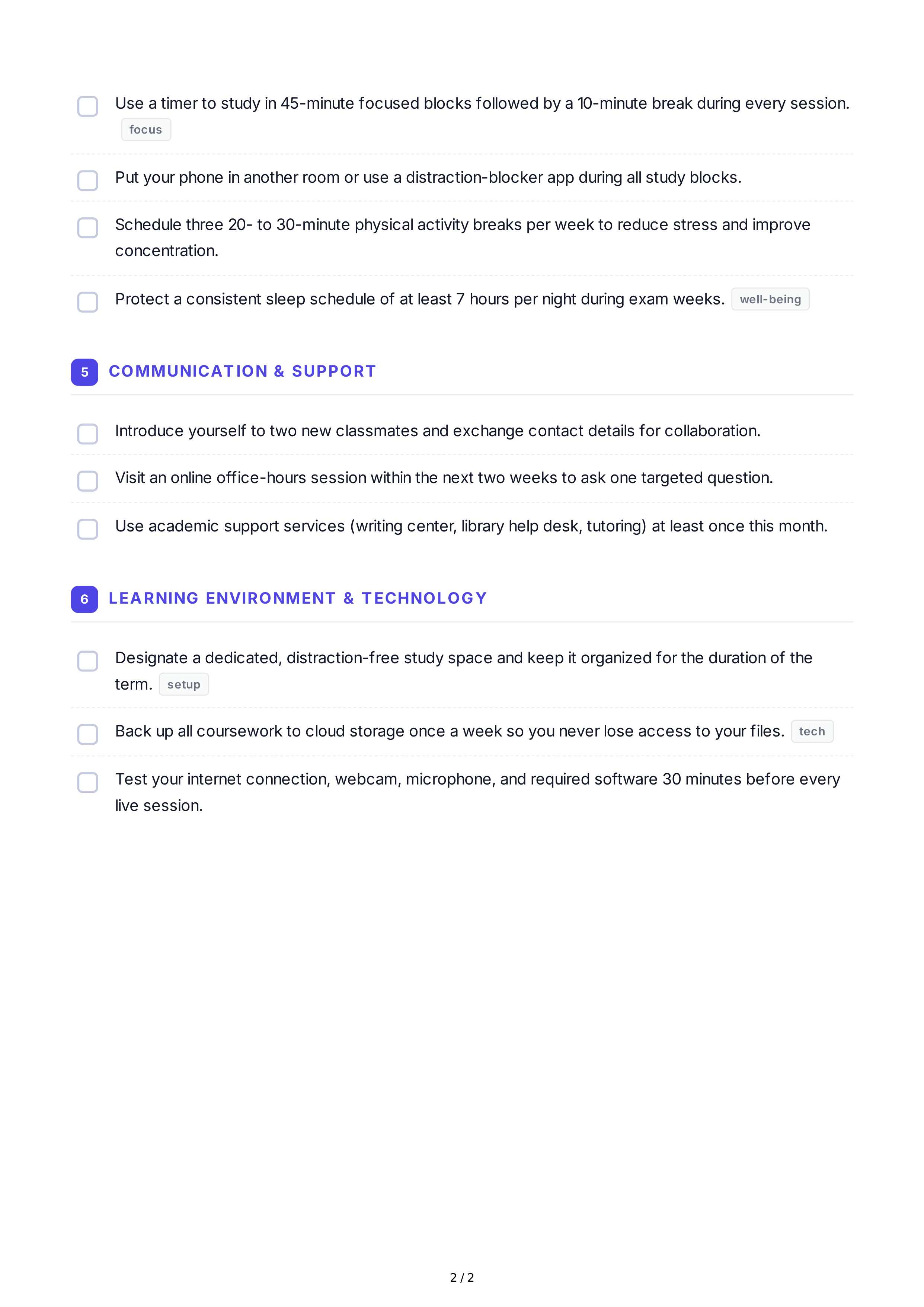 Short-Term Goals for Online Students — page 2