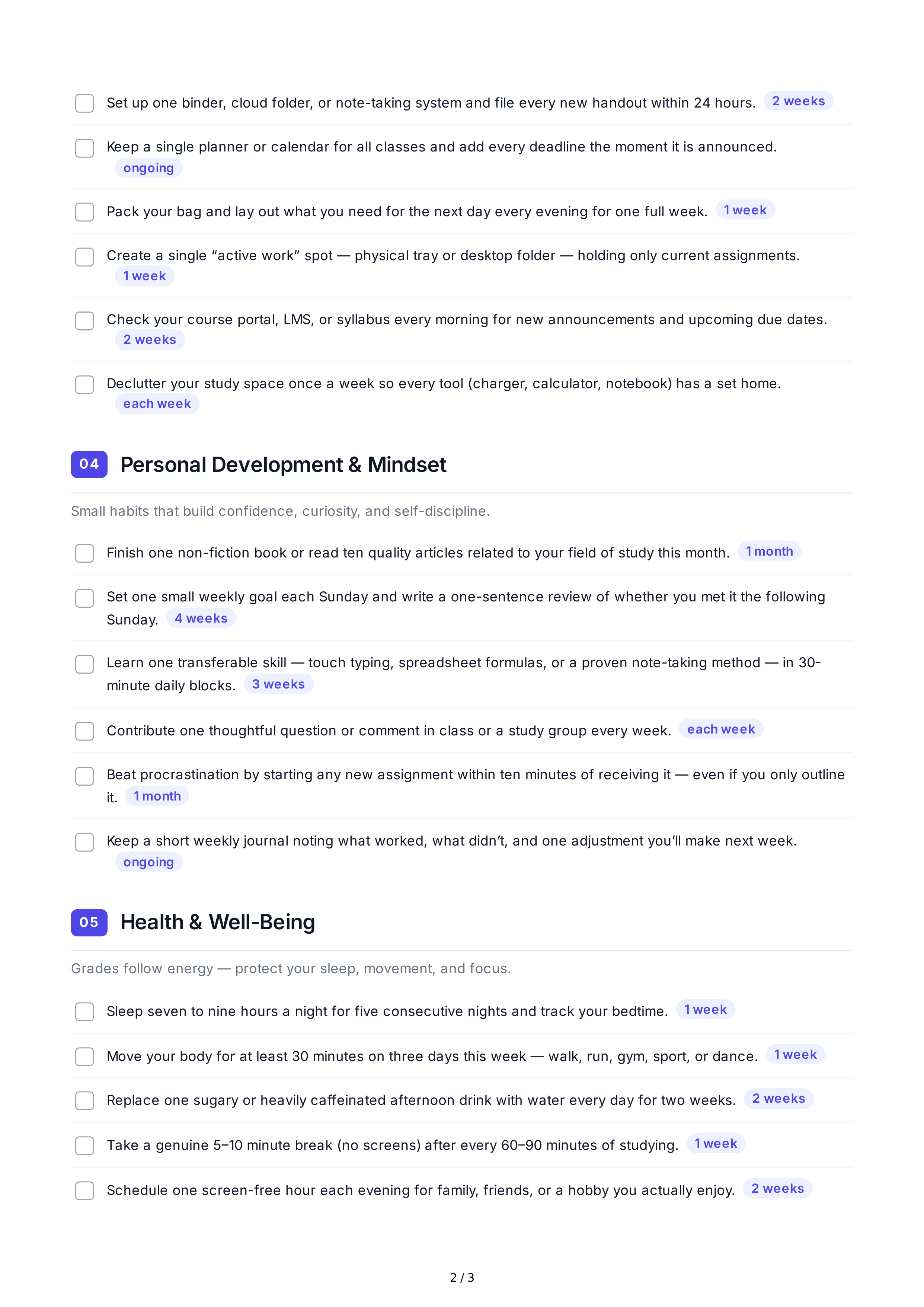 Short-Term Goals for Students — page 2