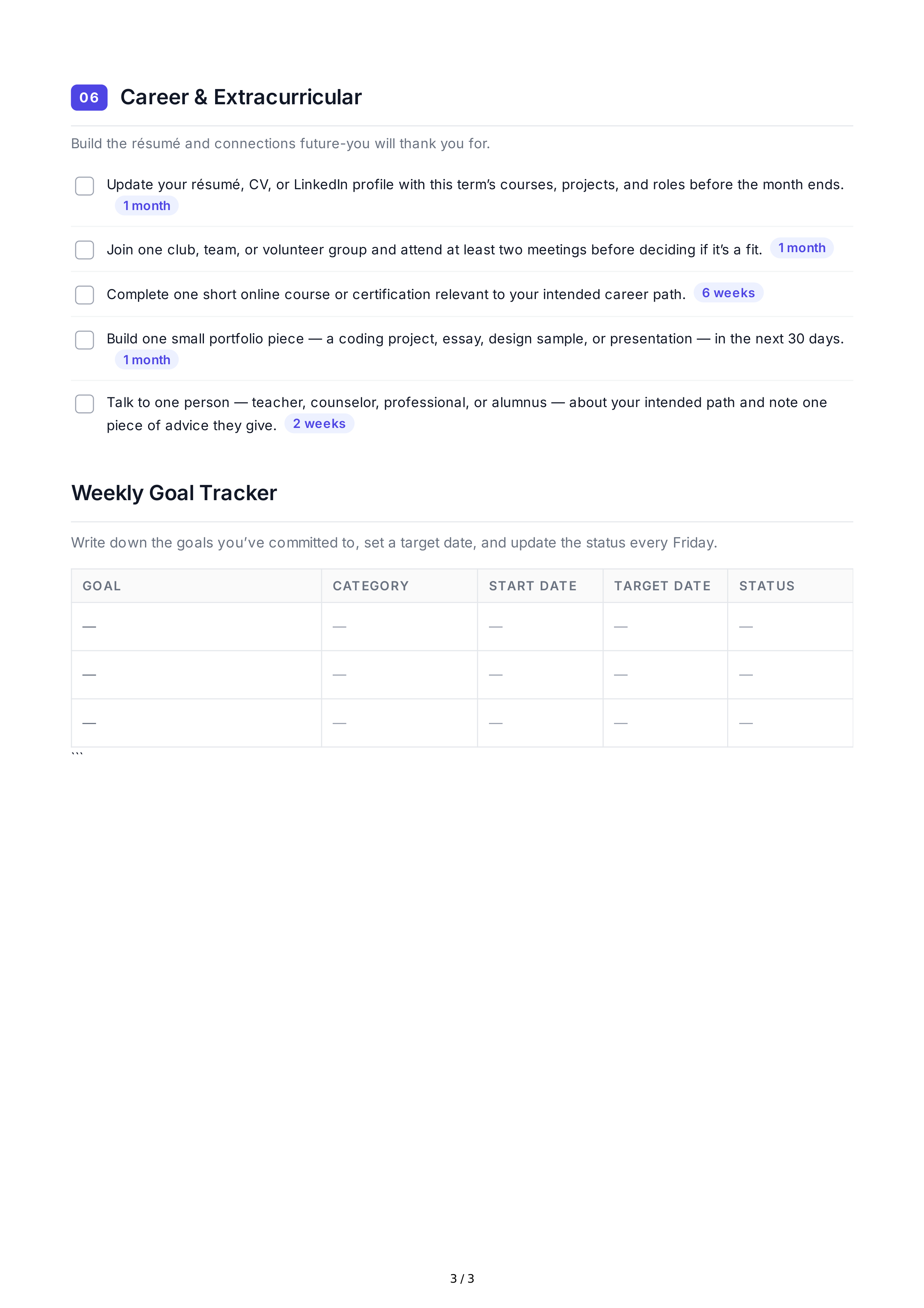 Short-Term Goals for Students — page 3