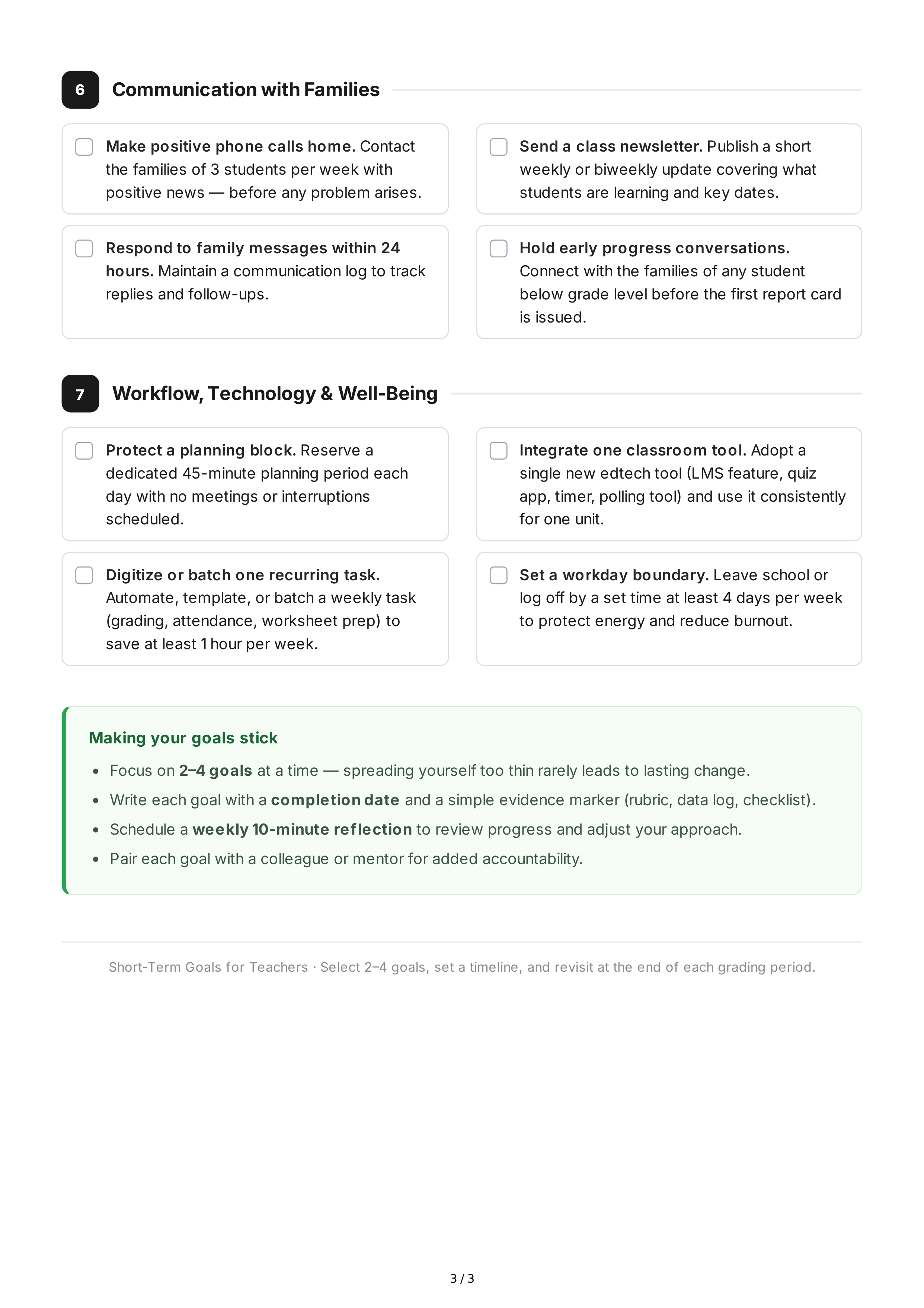 Short-Term Goals for Teachers — page 3