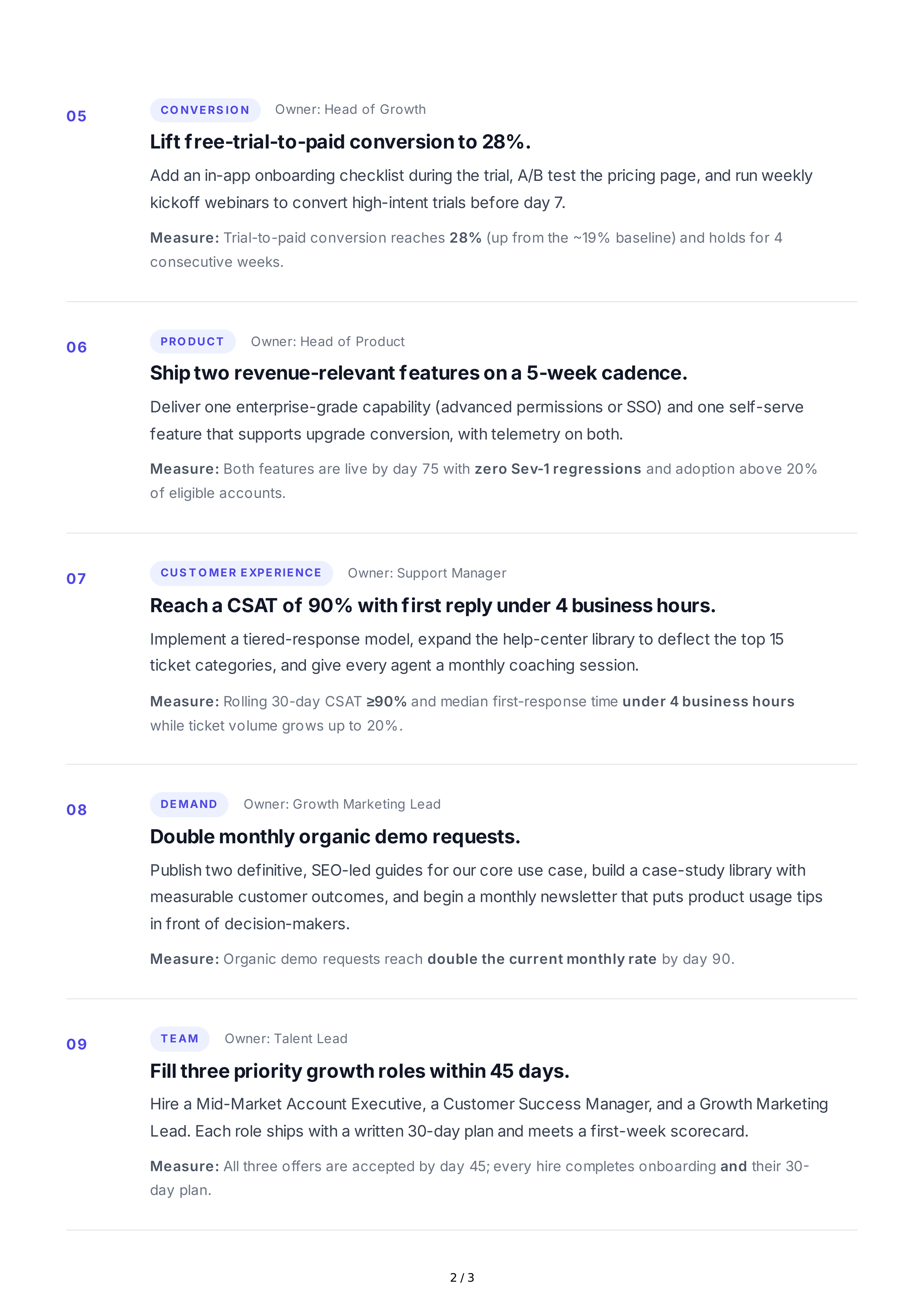 Short-Term Growth Goals — page 2