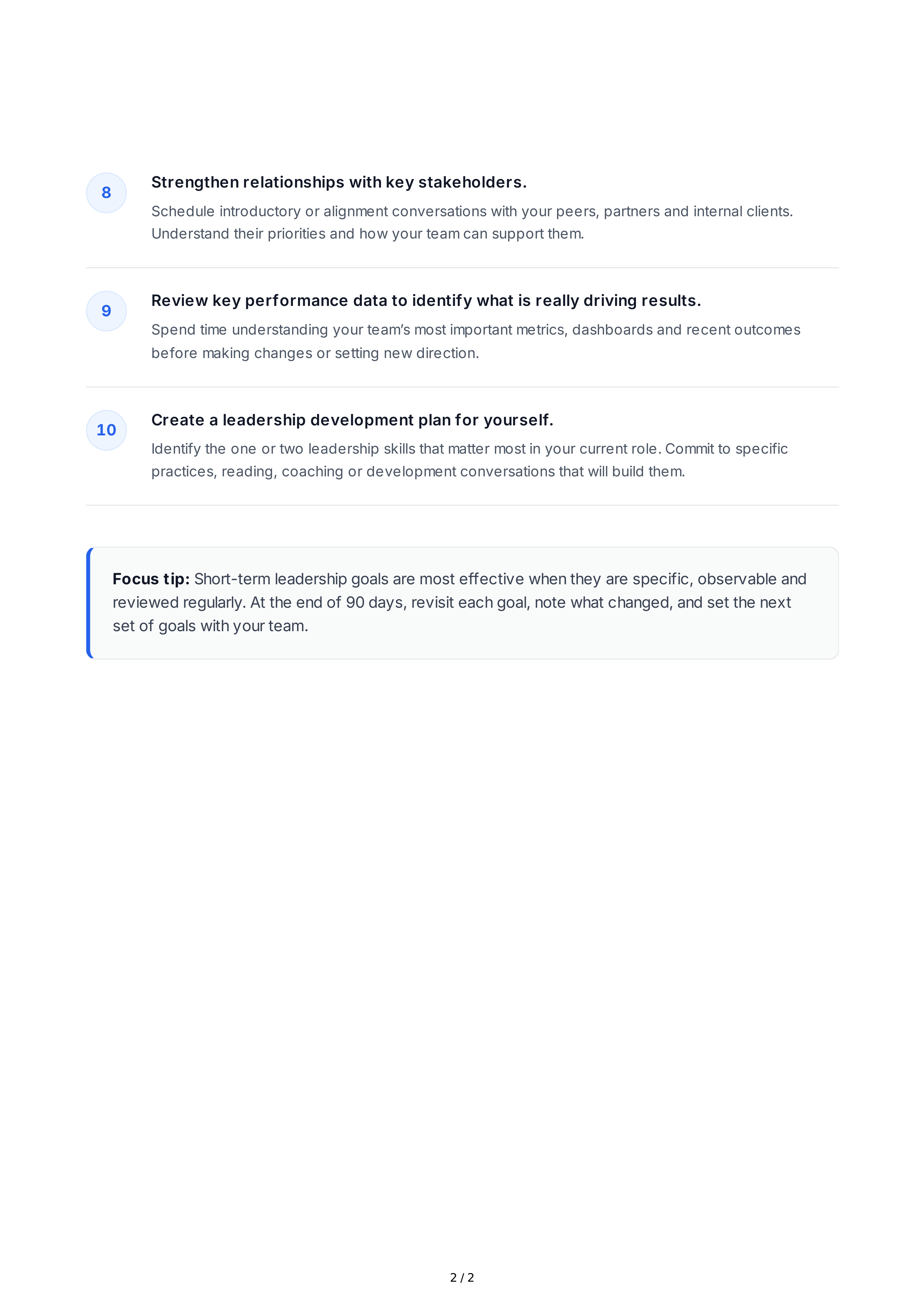 Short-Term Leadership Goals — page 2