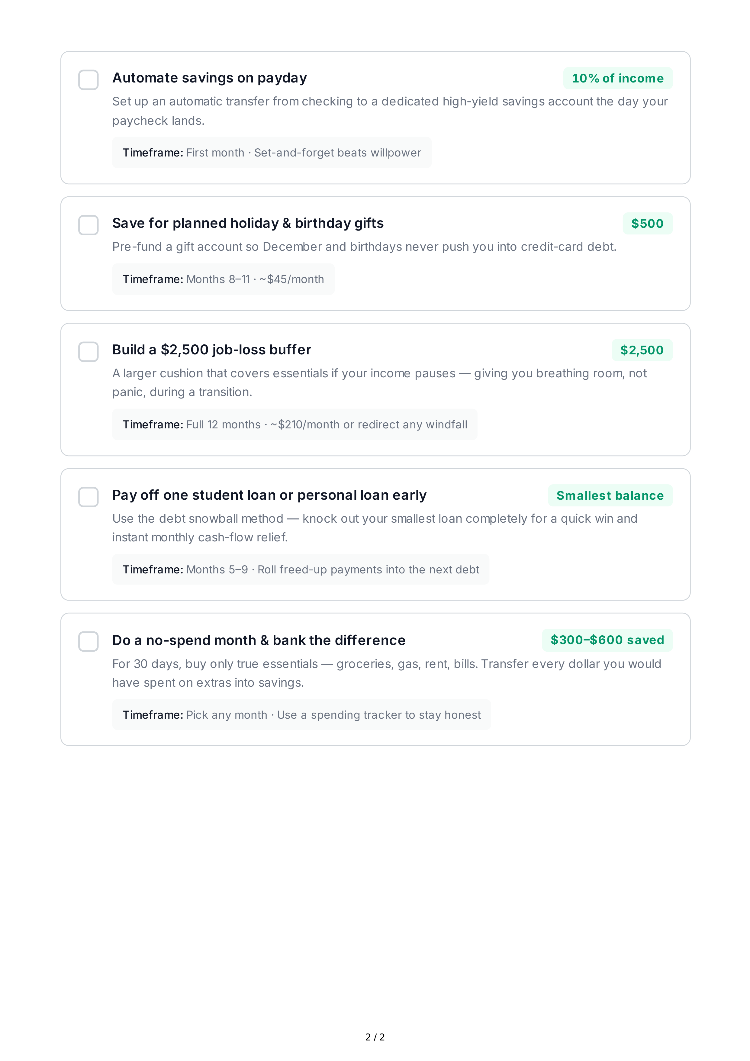 Short-Term Money Goals — page 2