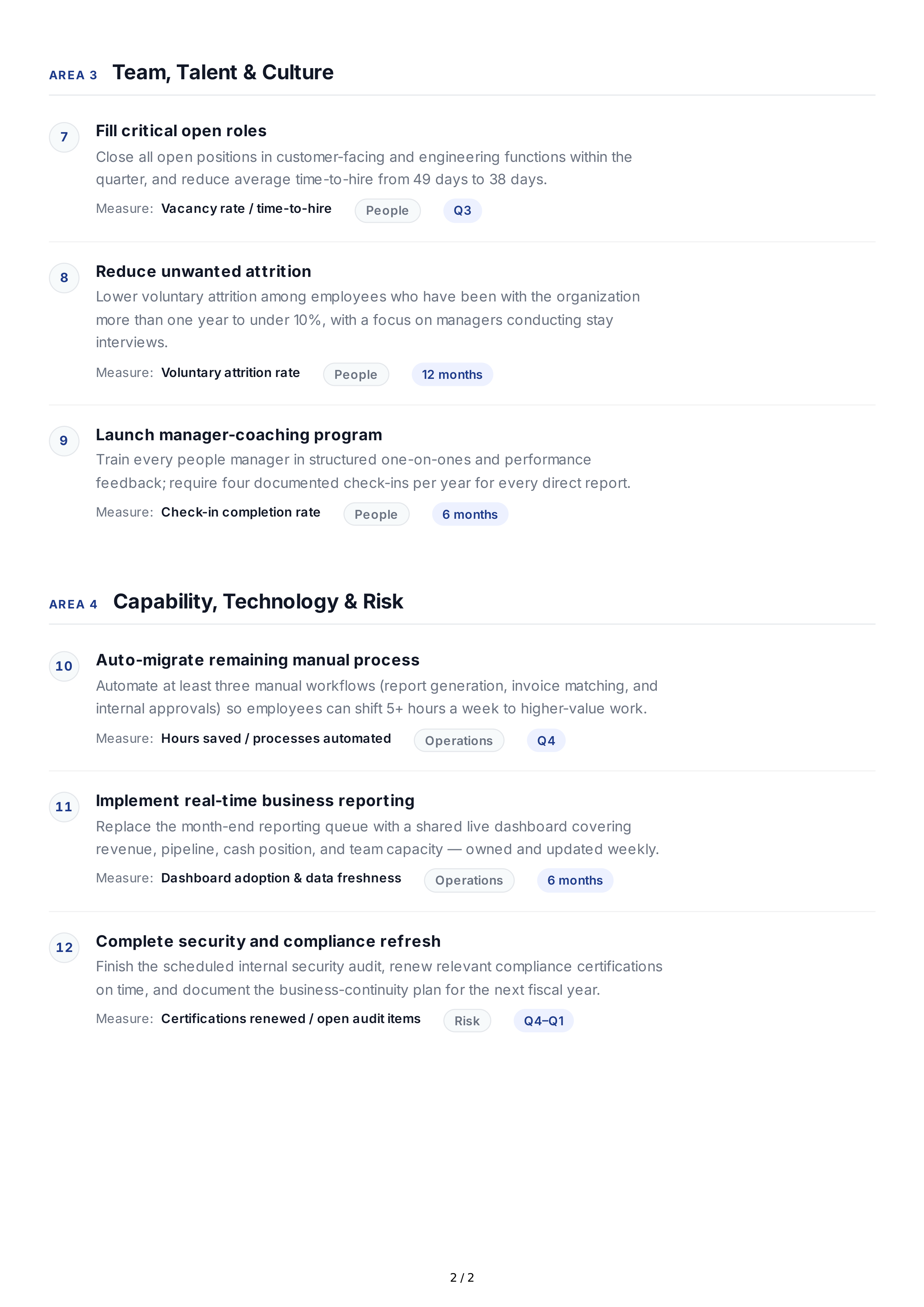 Short-Term Organization Goals — page 2