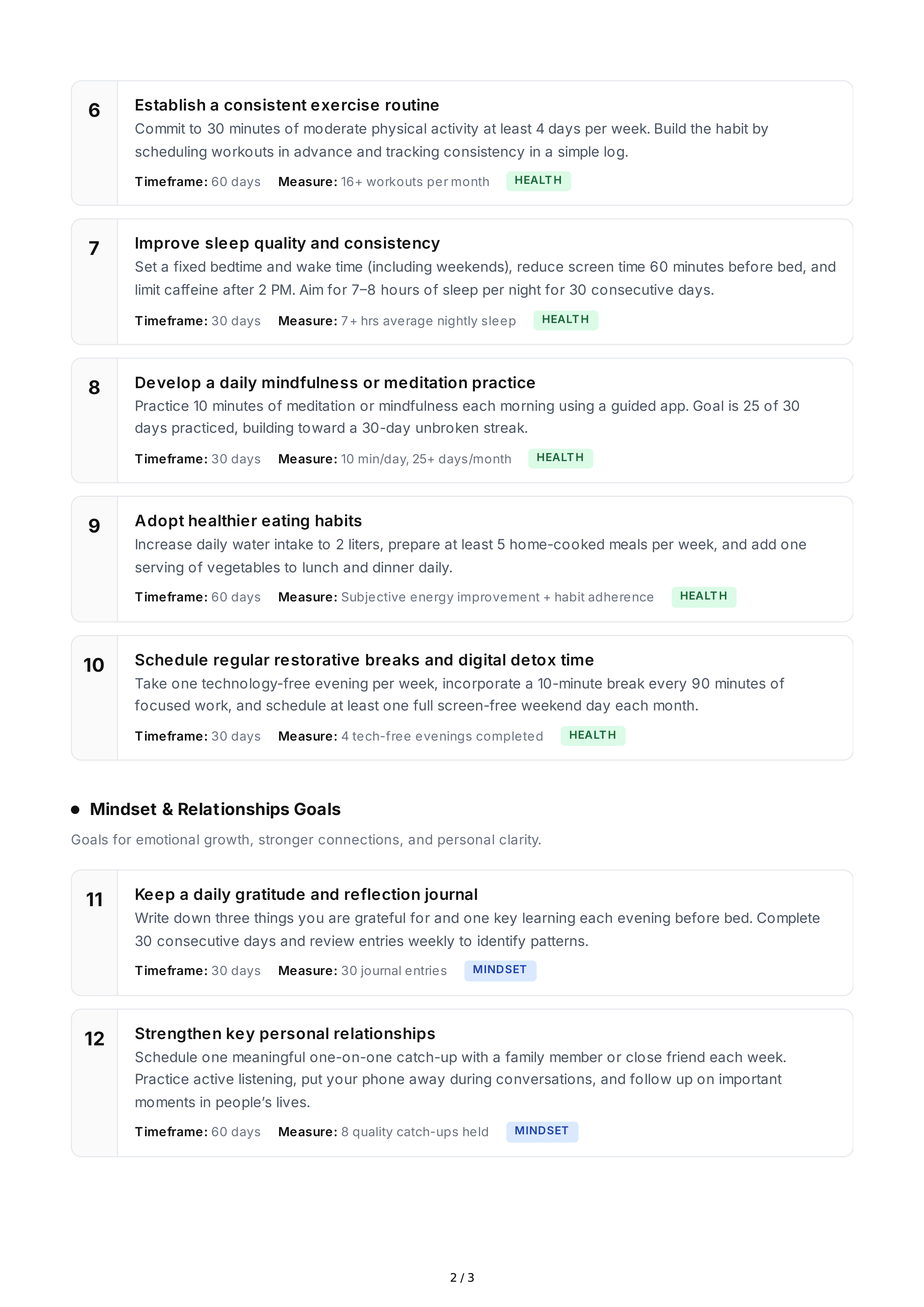 Short-Term Personal Development Goals — page 2
