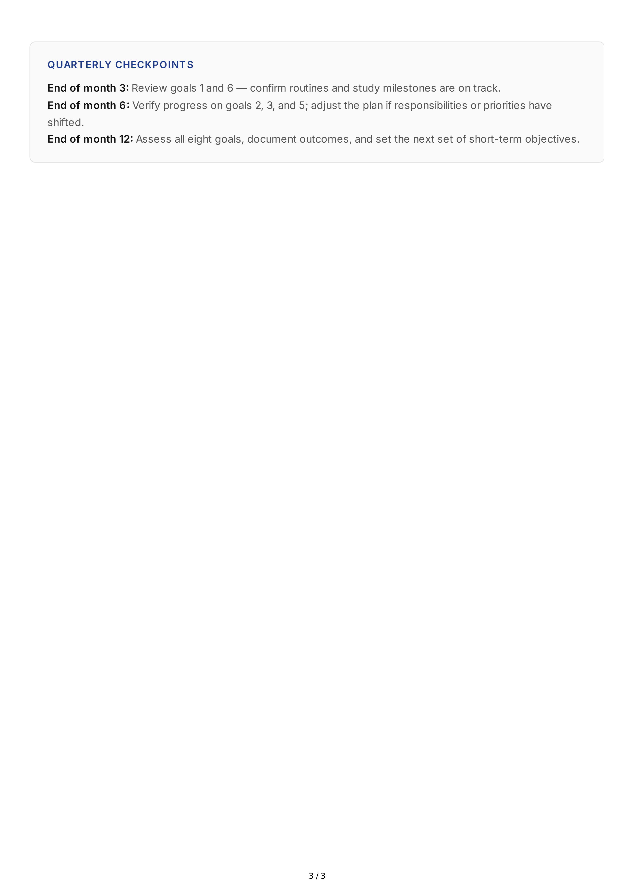 Short-Term Professional Goals — page 3