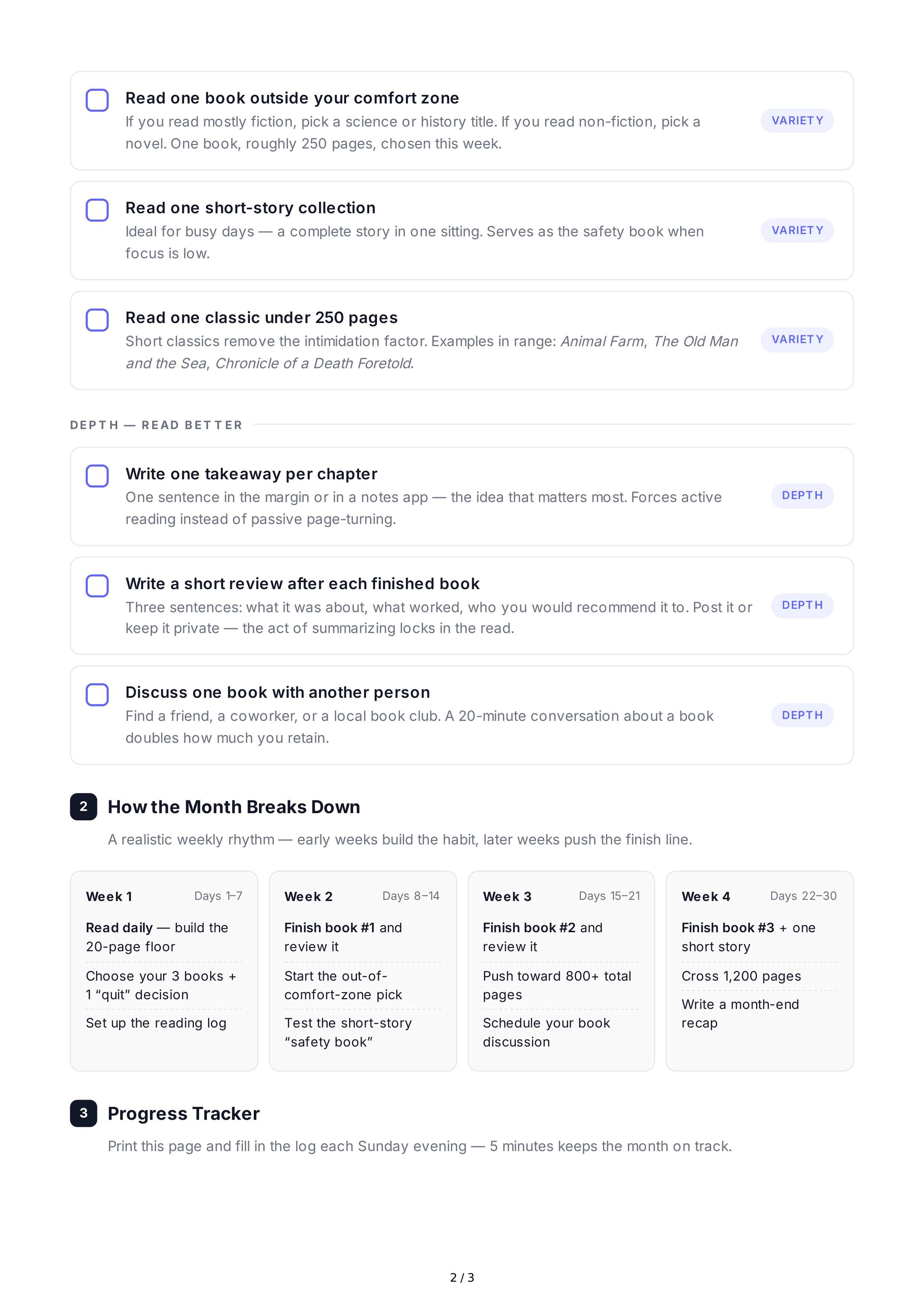 Short-Term Reading Goals — page 2