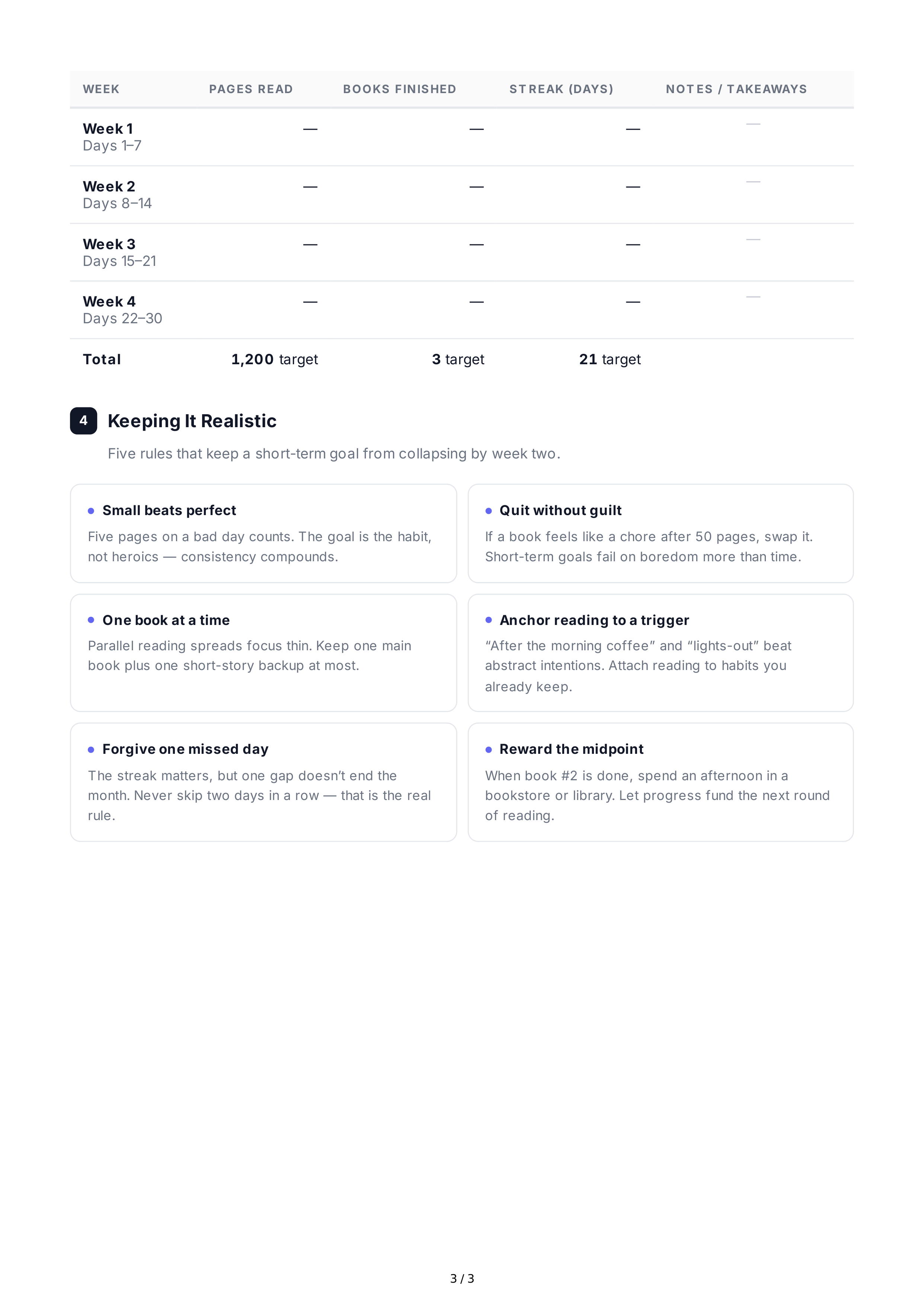 Short-Term Reading Goals — page 3