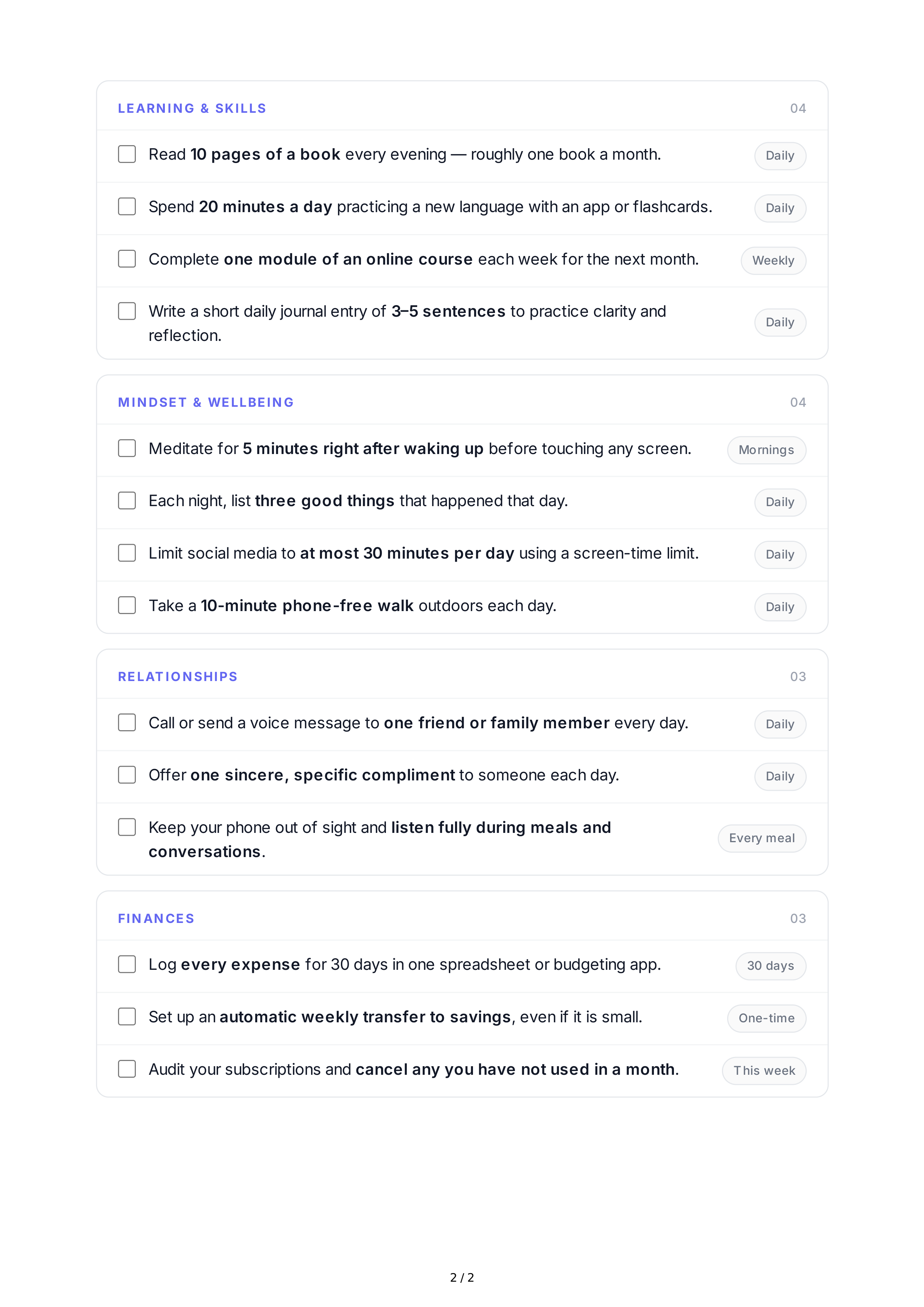 Short-Term Self-Improvement Goals — page 2