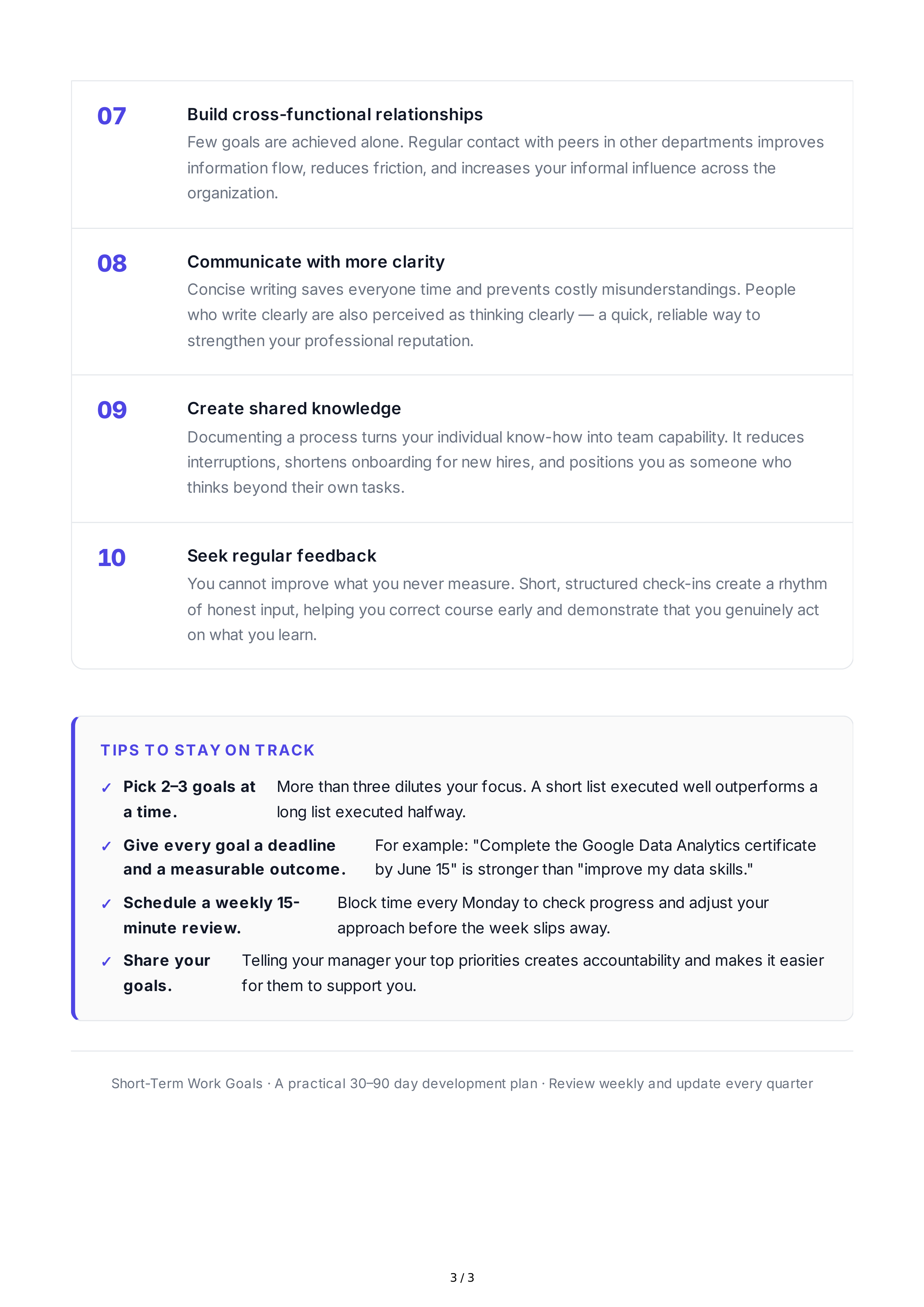 Short-Term Work Goals — page 3