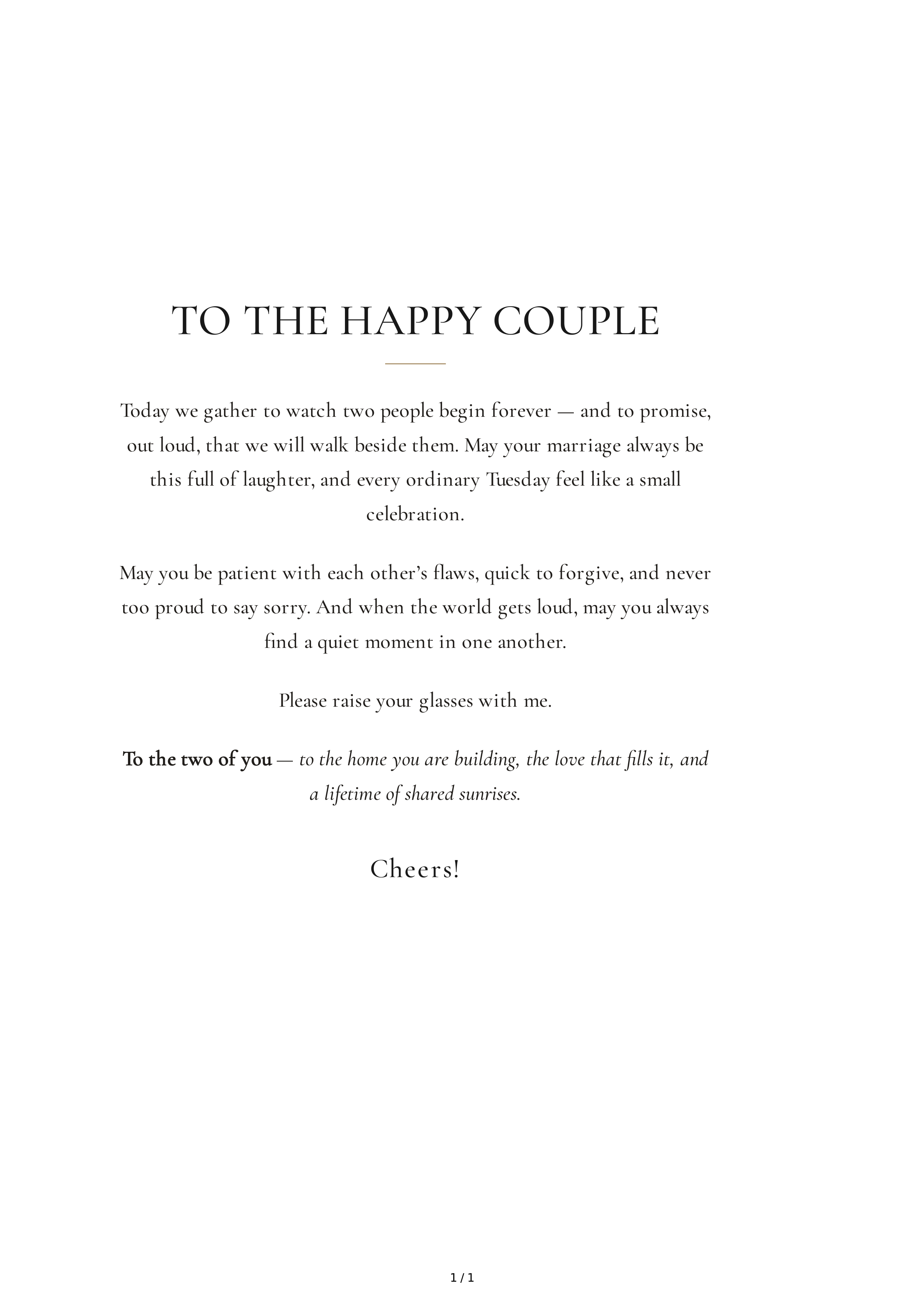 Short Wedding Toast — page 1