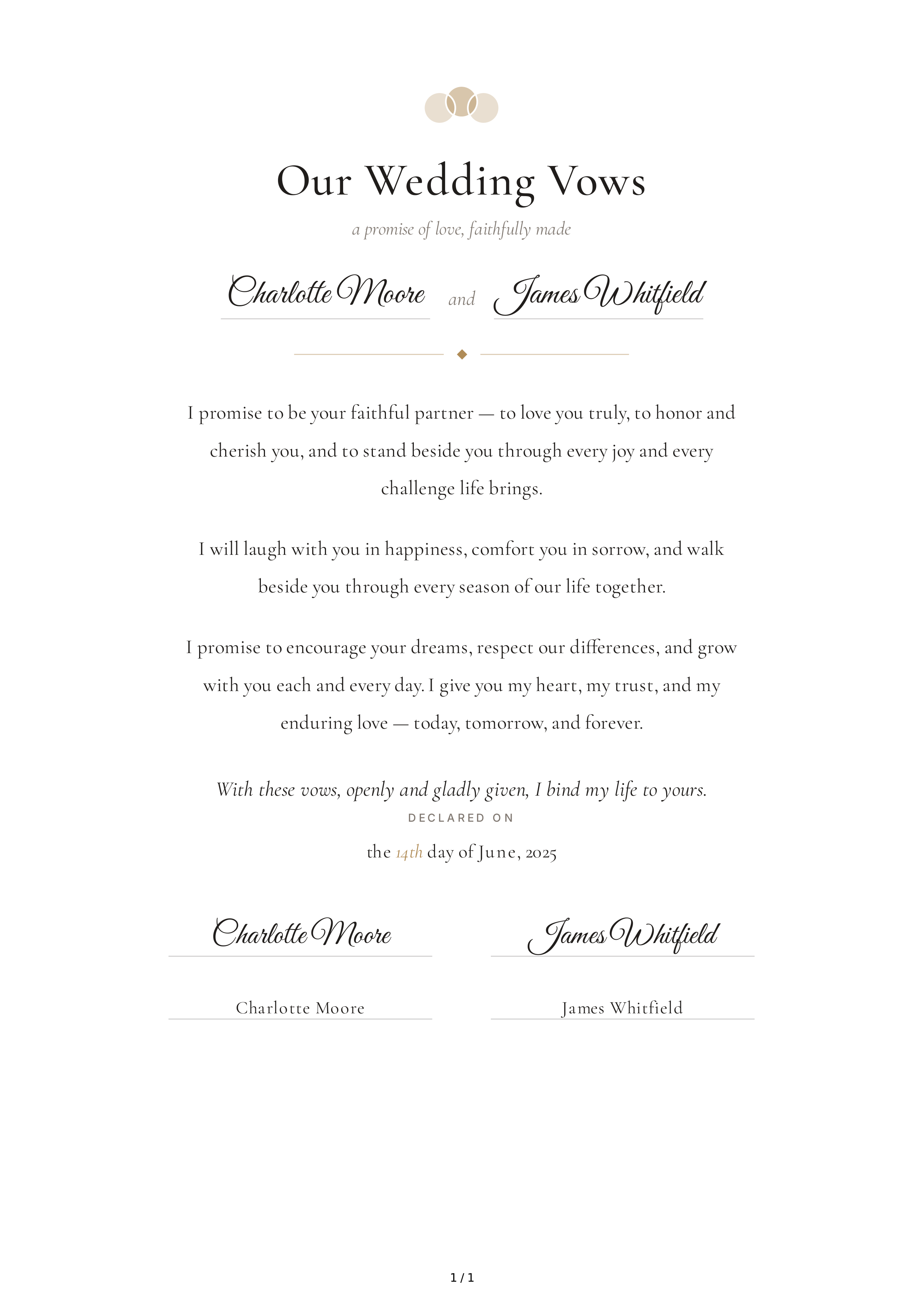 Simple Wedding Vows — page 1
