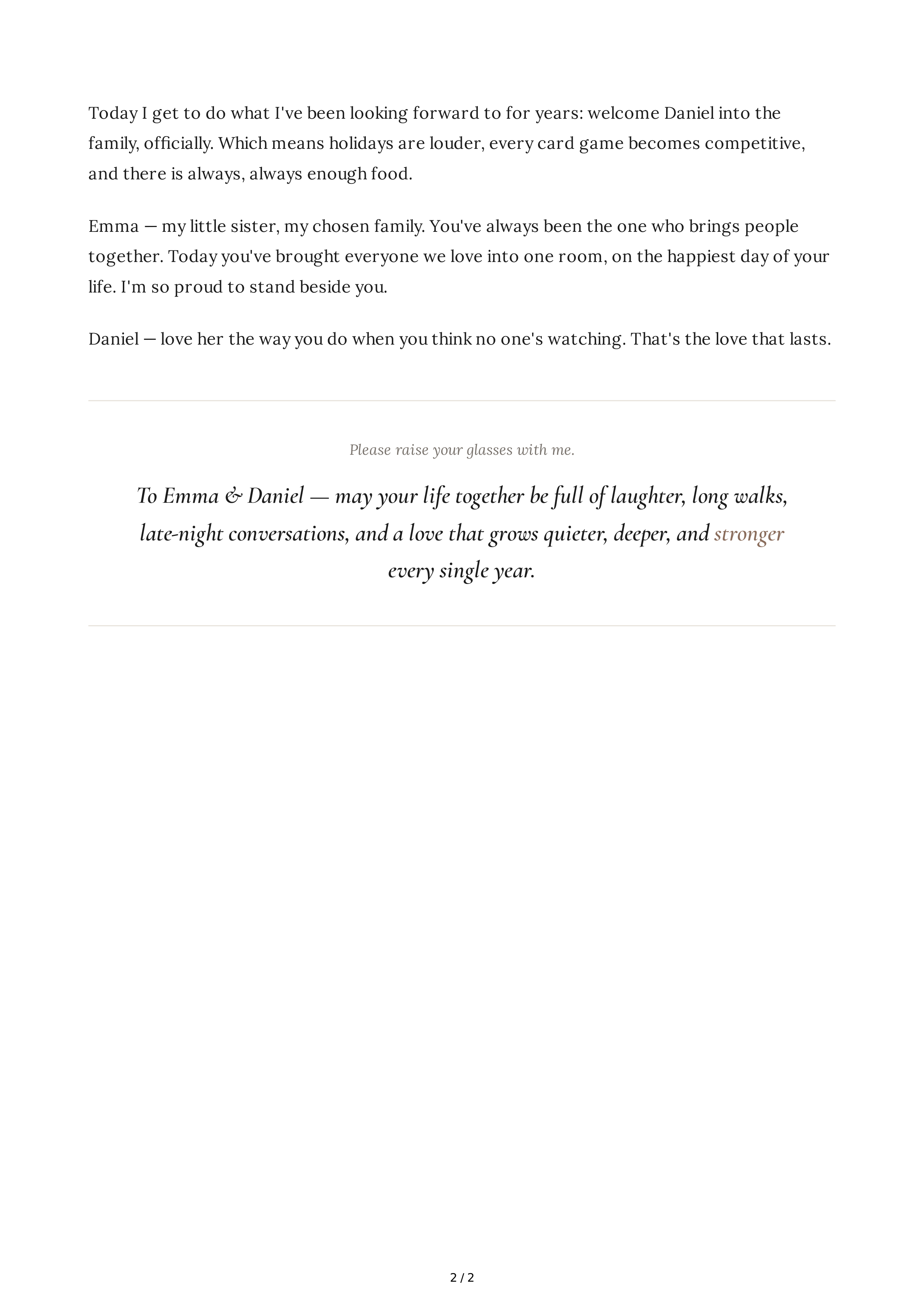 Sister-in-Law Maid of Honor Speech — page 2