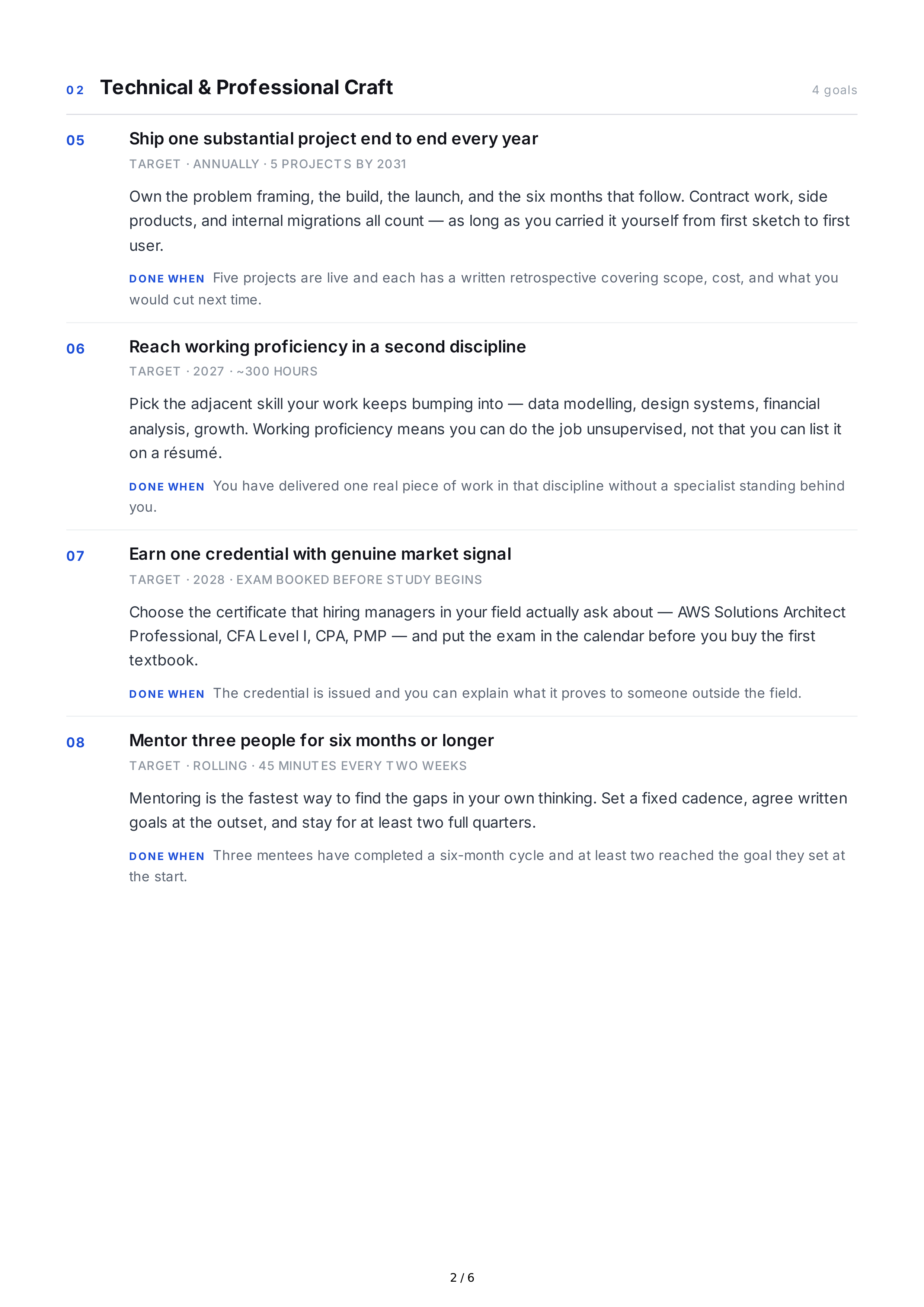 Skill Development Life Goals — page 2