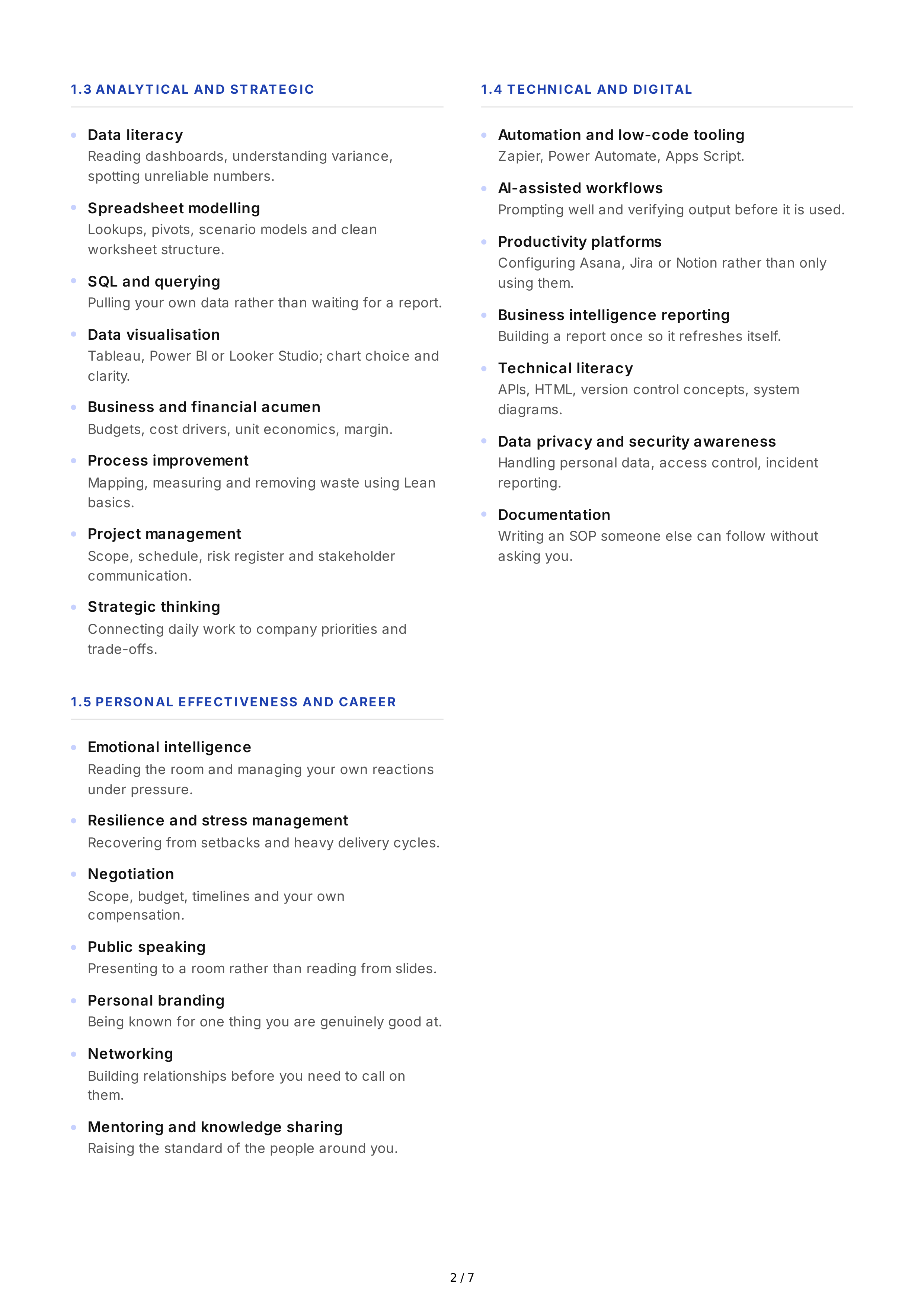 Skill Development Professional Goals — page 2