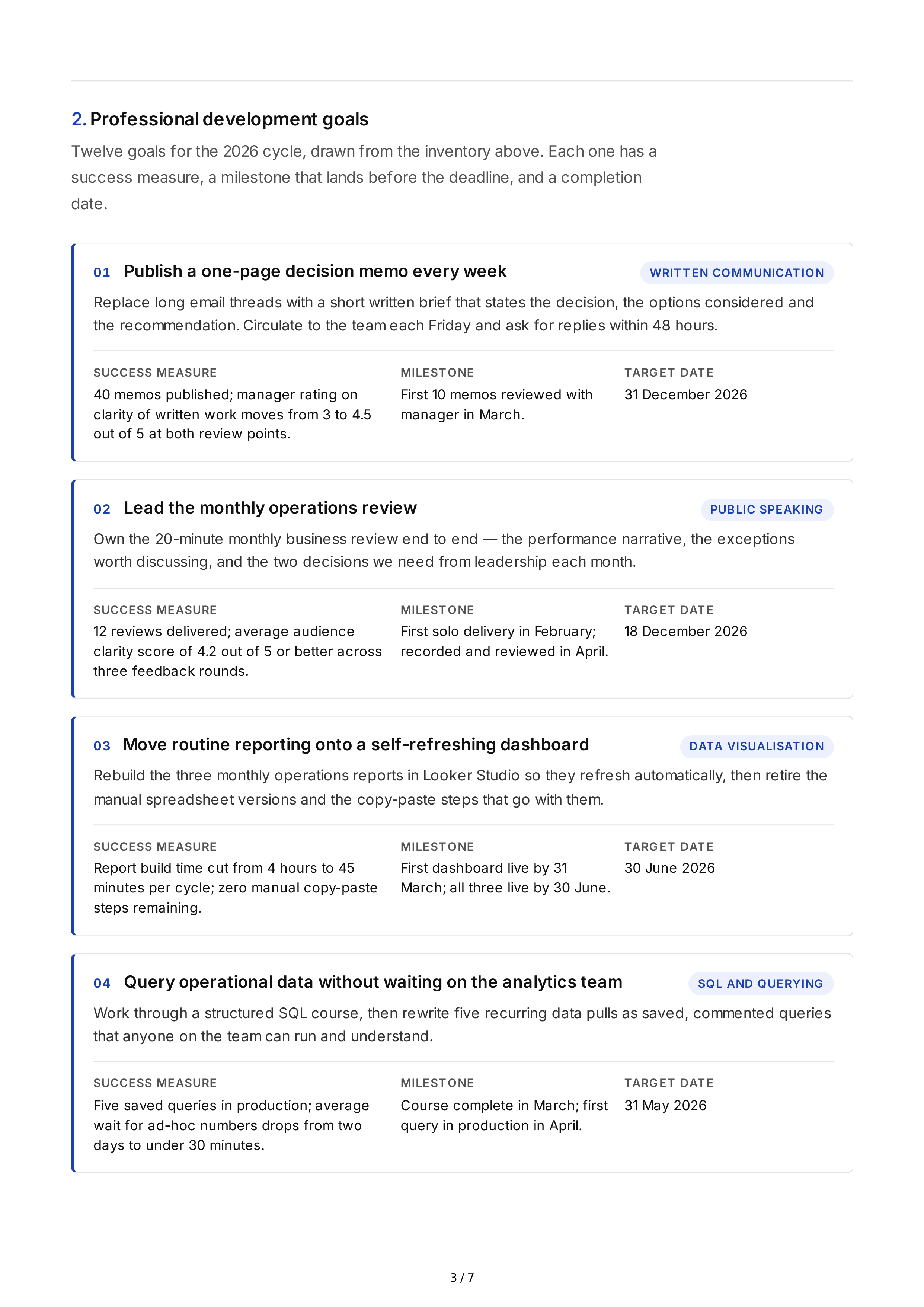 Skill Development Professional Goals — page 3