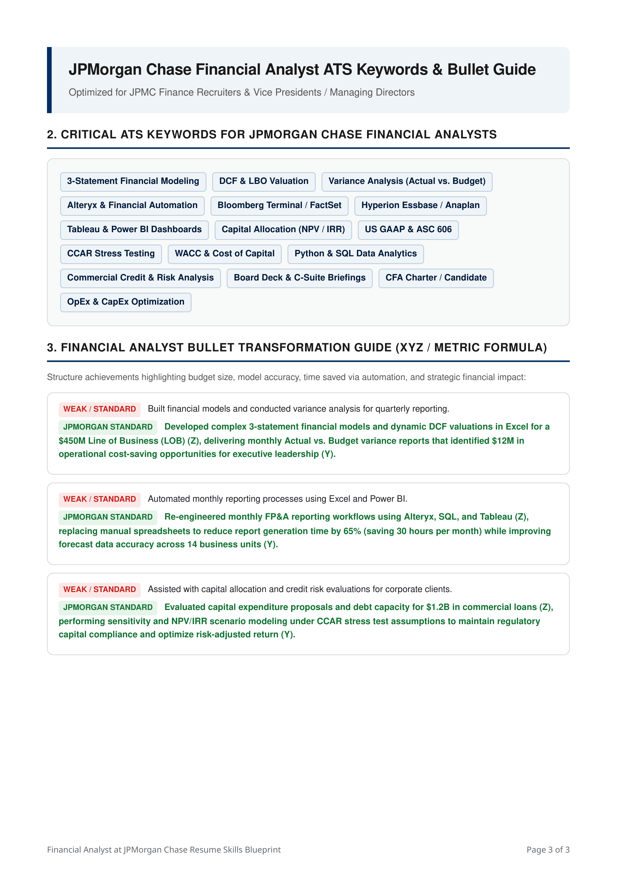 Skills to Put on Resume for Financial Analyst at JPMorgan Chase — page 3
