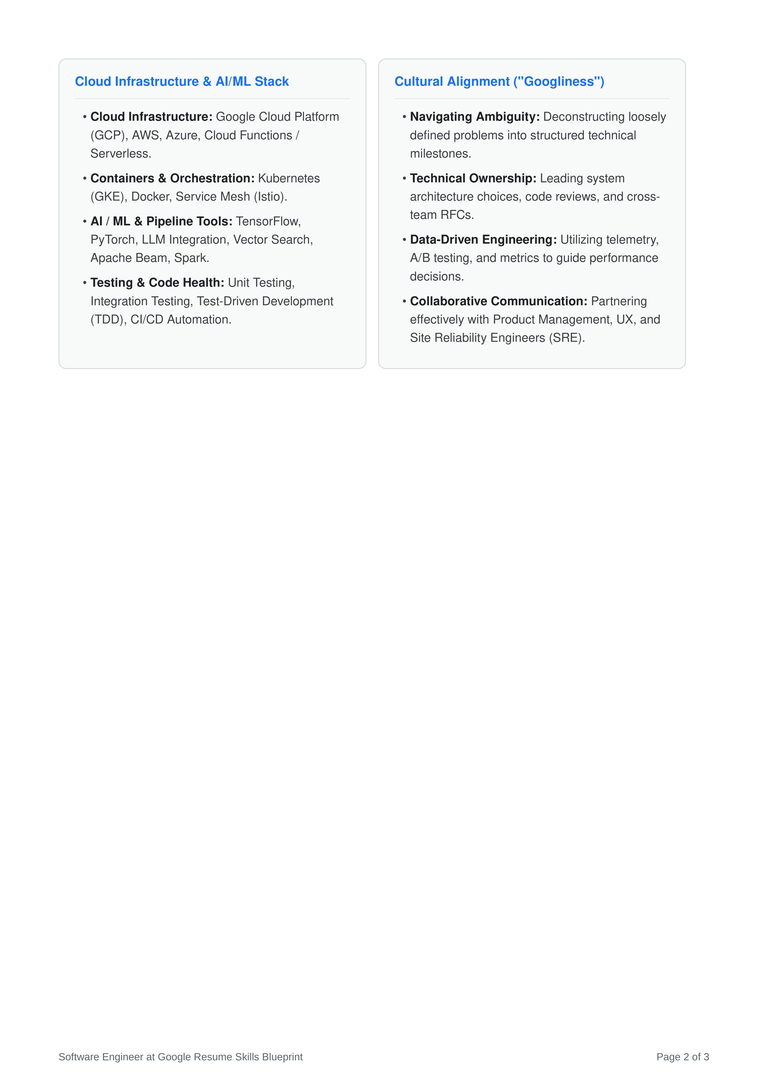 Skills to Put on Resume for Software Engineer at Google — page 2