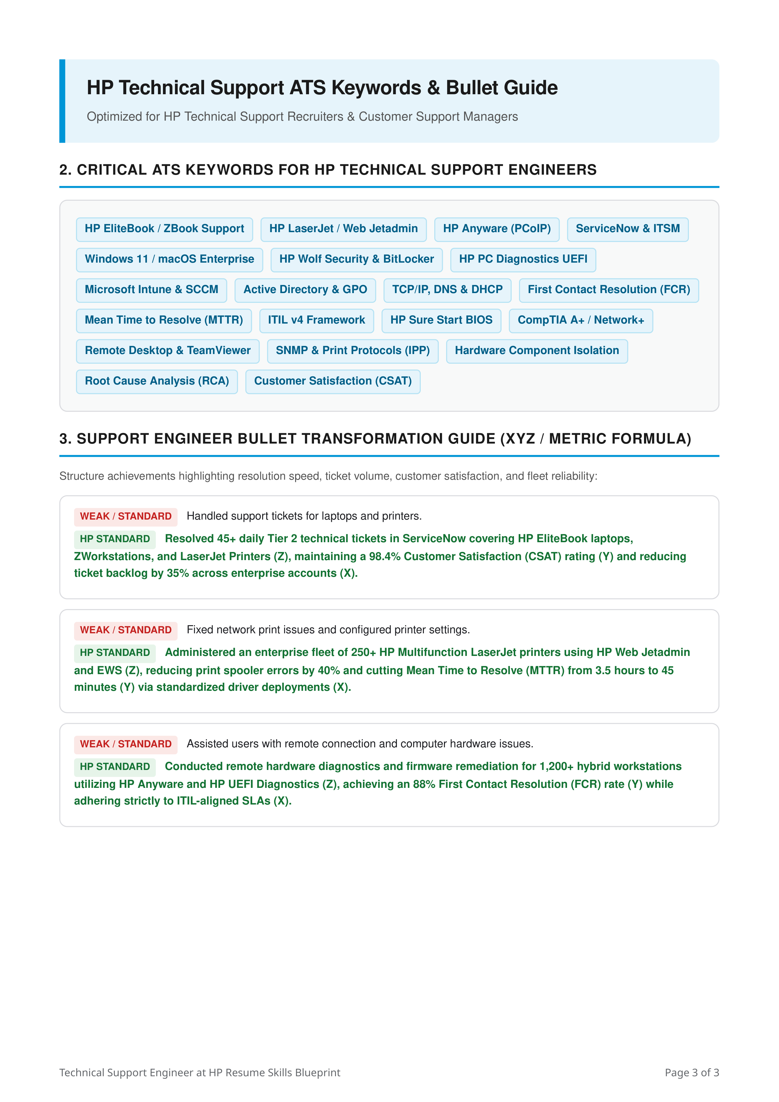 Skills to Put on Resume for Technical Support Engineer at HP — page 3