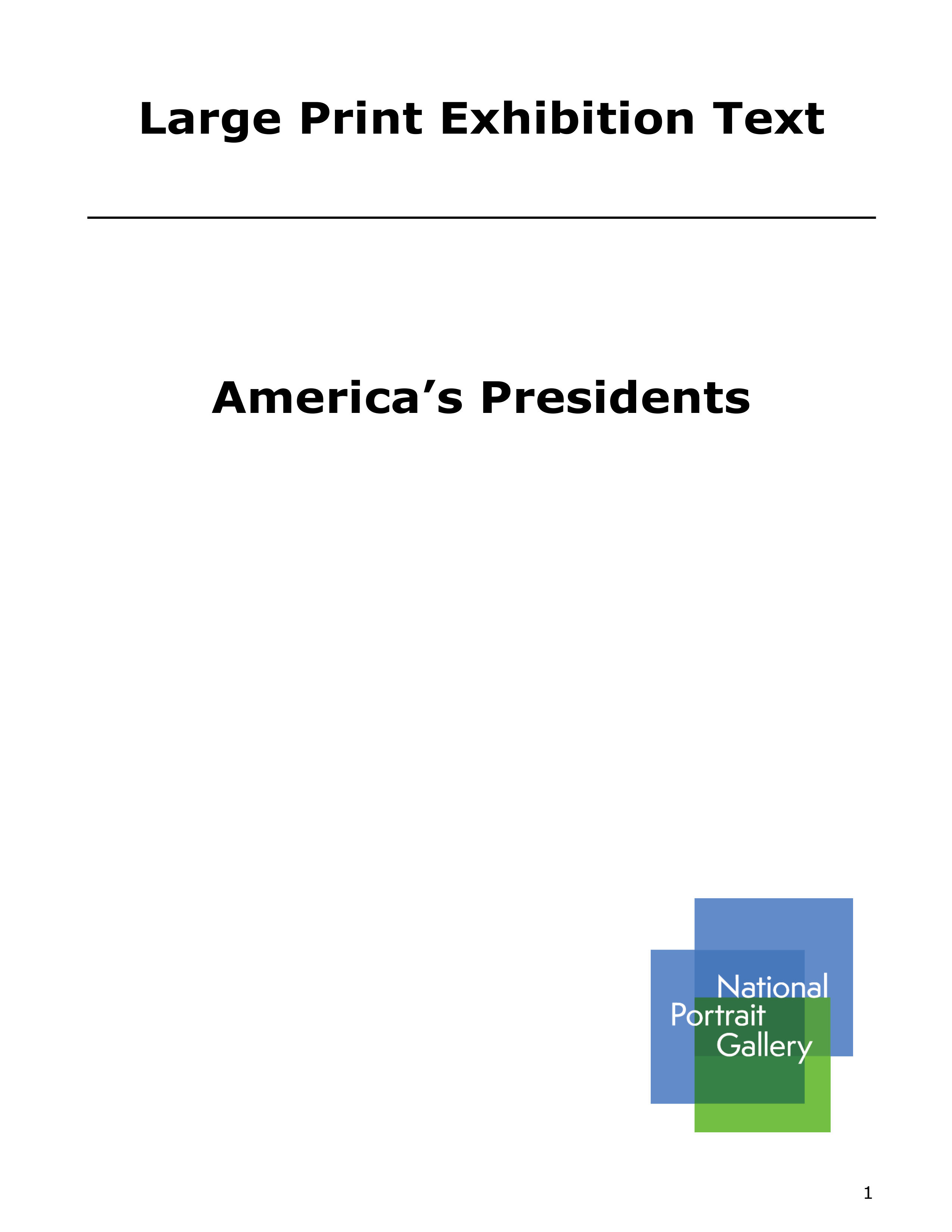 Smithsonian Institution America’s Presidents Biography — page 1