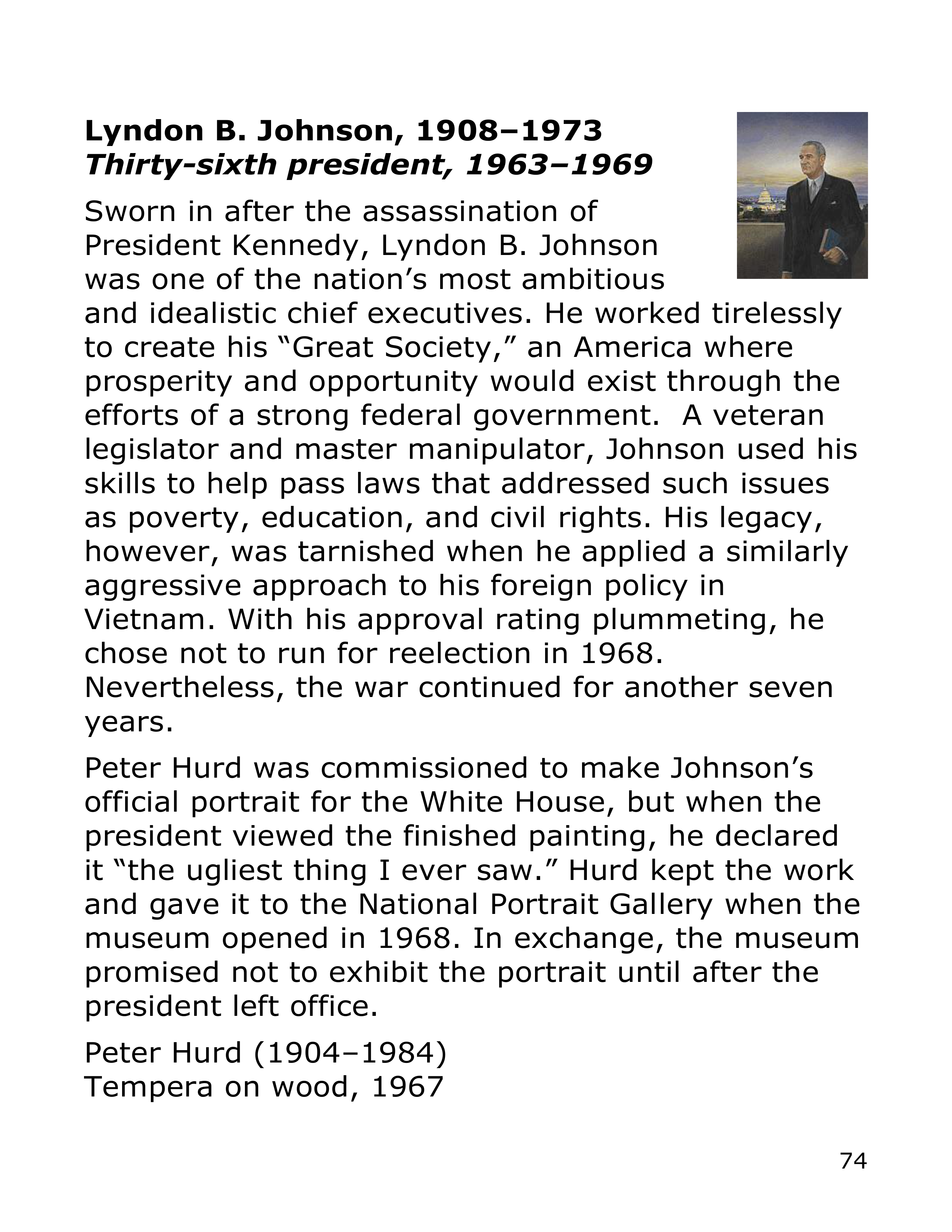 Smithsonian Institution America’s Presidents Biography — page 74