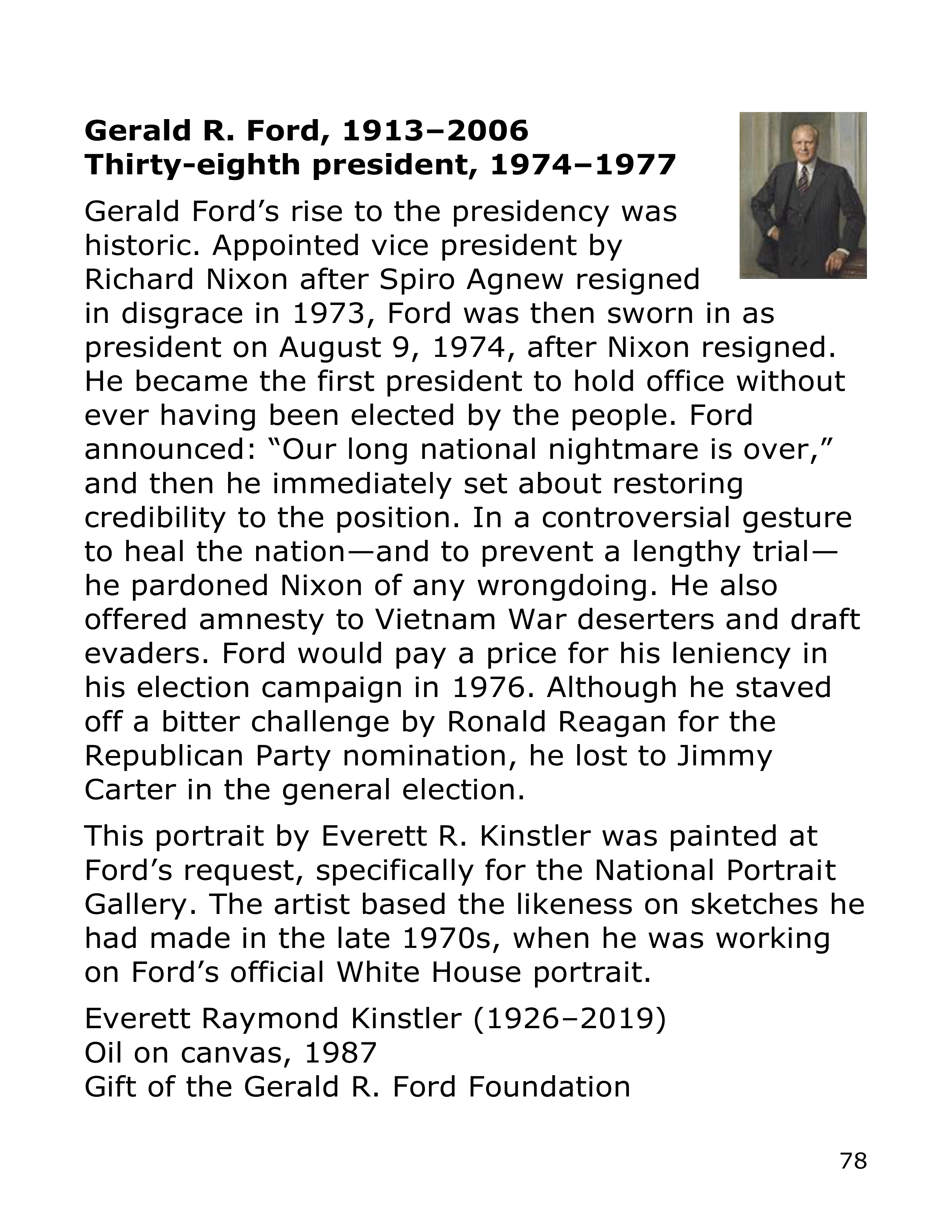 Smithsonian Institution America’s Presidents Biography — page 78