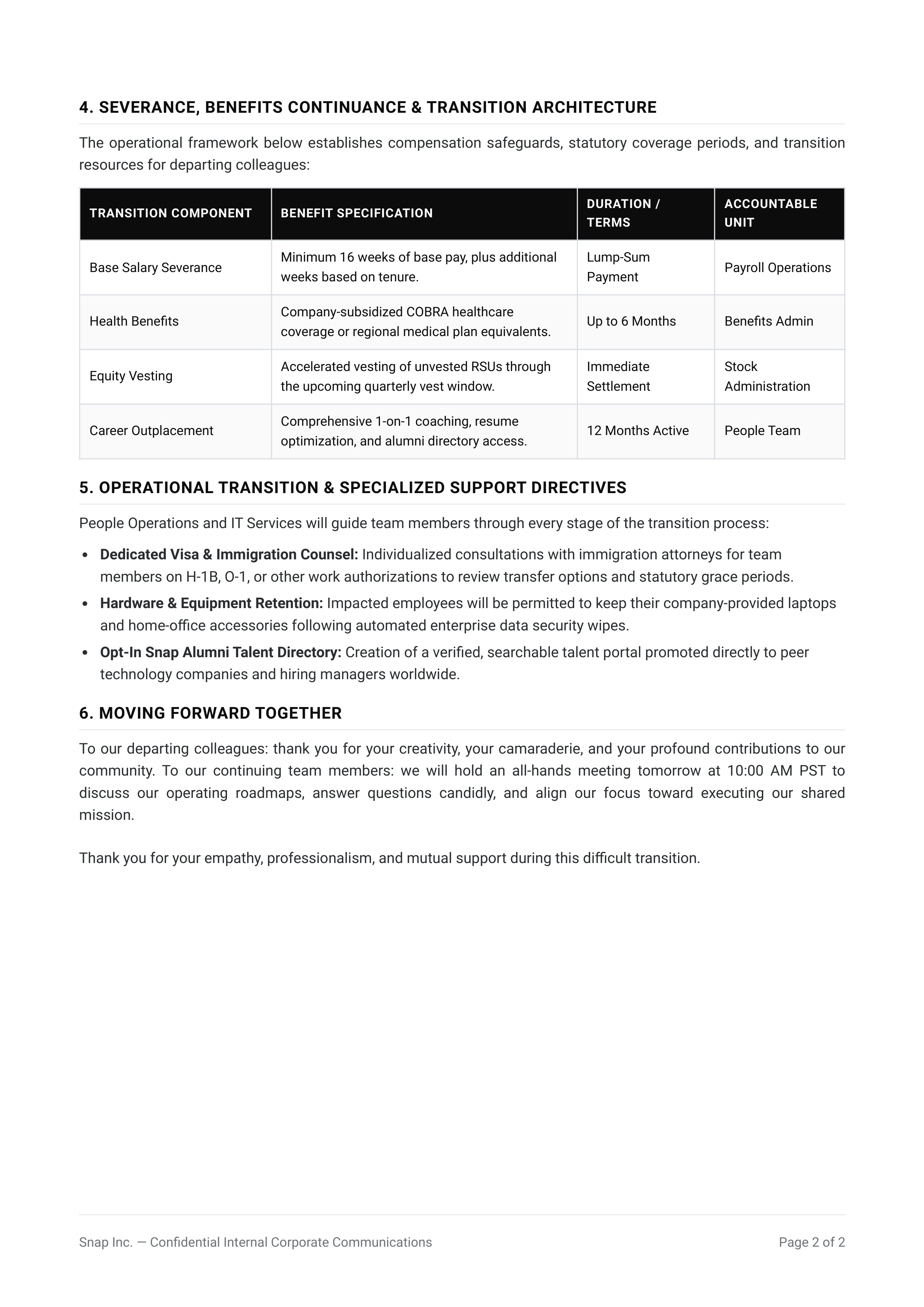 Snapchat Employee Layoff Memo — page 2
