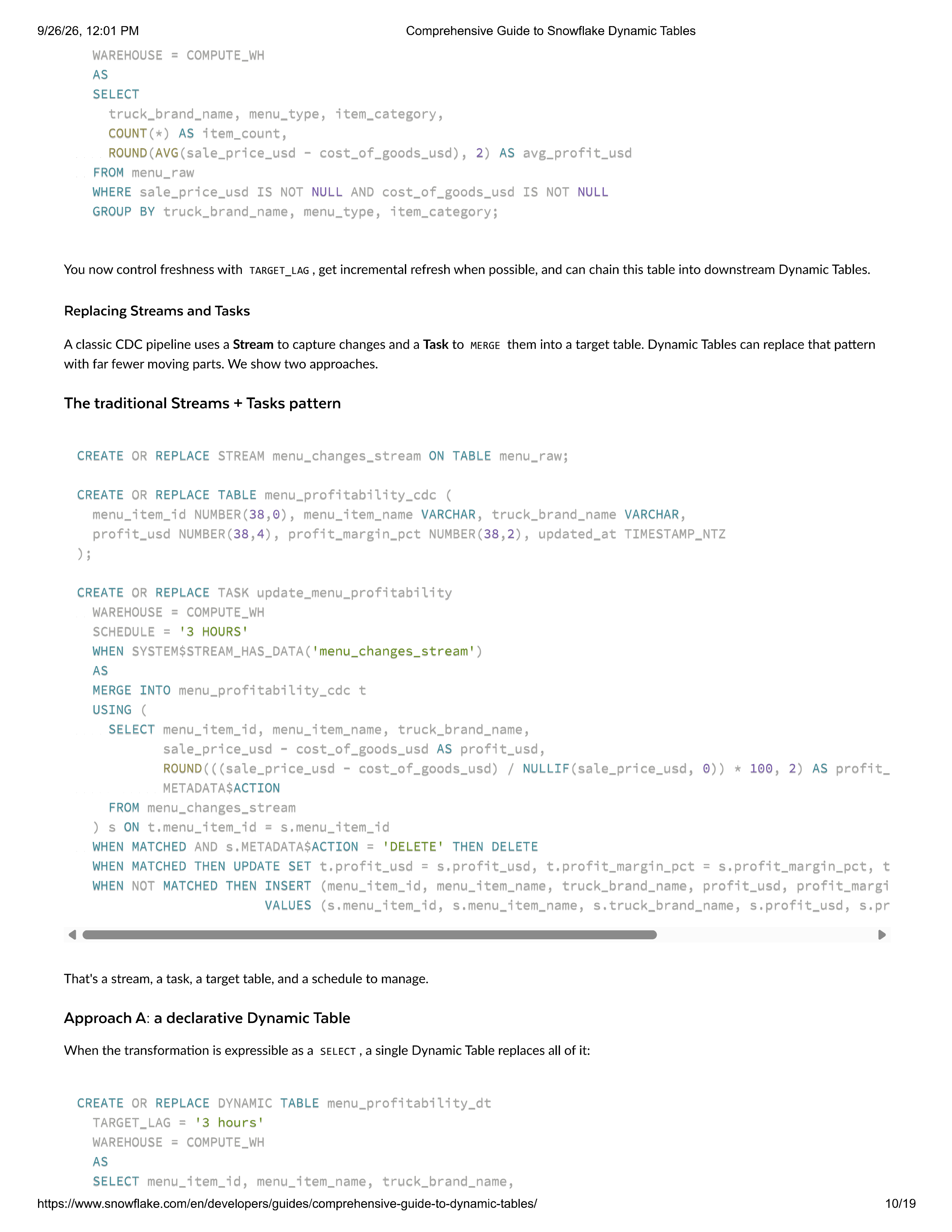 Snowflake Comprehensive Guide to Dynamic Tables — page 10