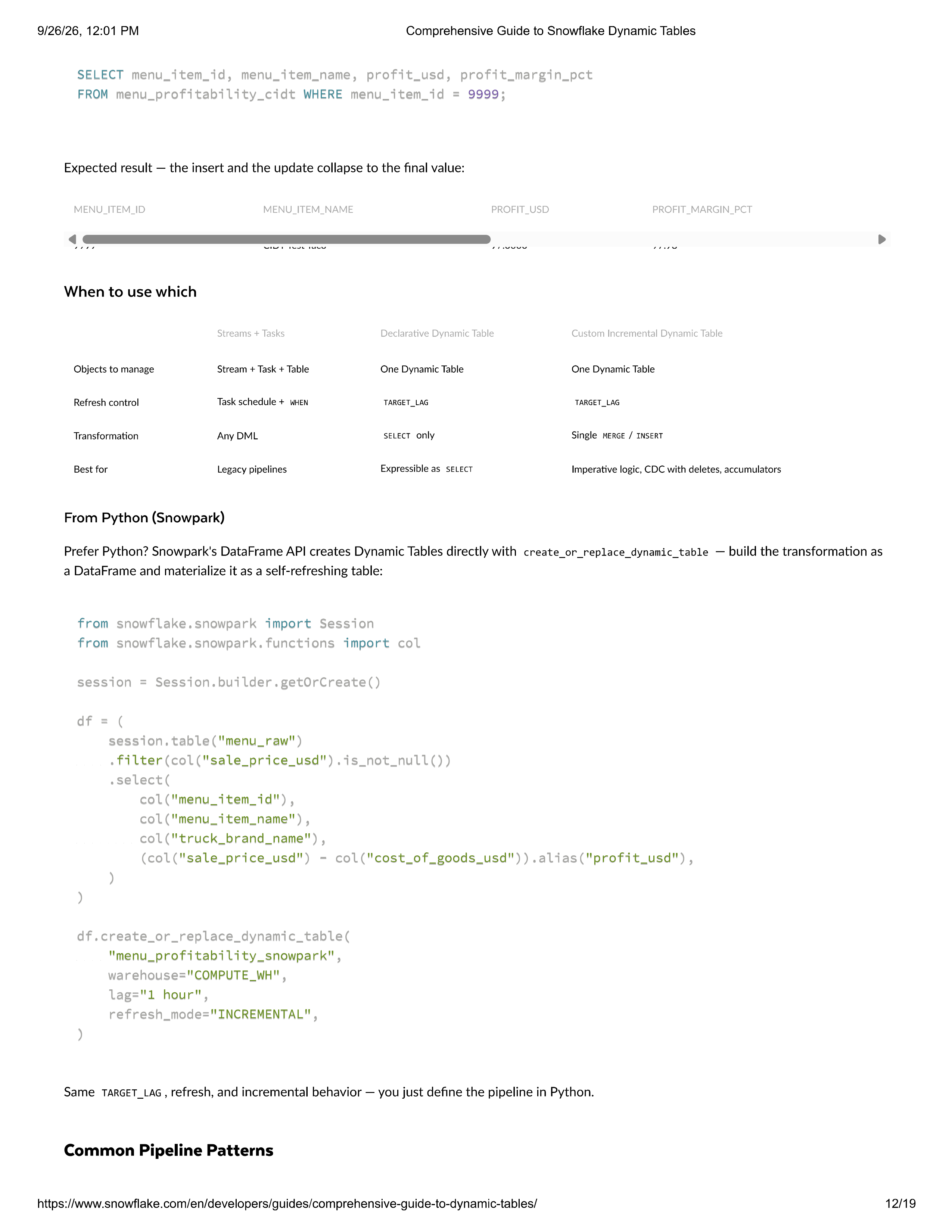 Snowflake Comprehensive Guide to Dynamic Tables — page 12