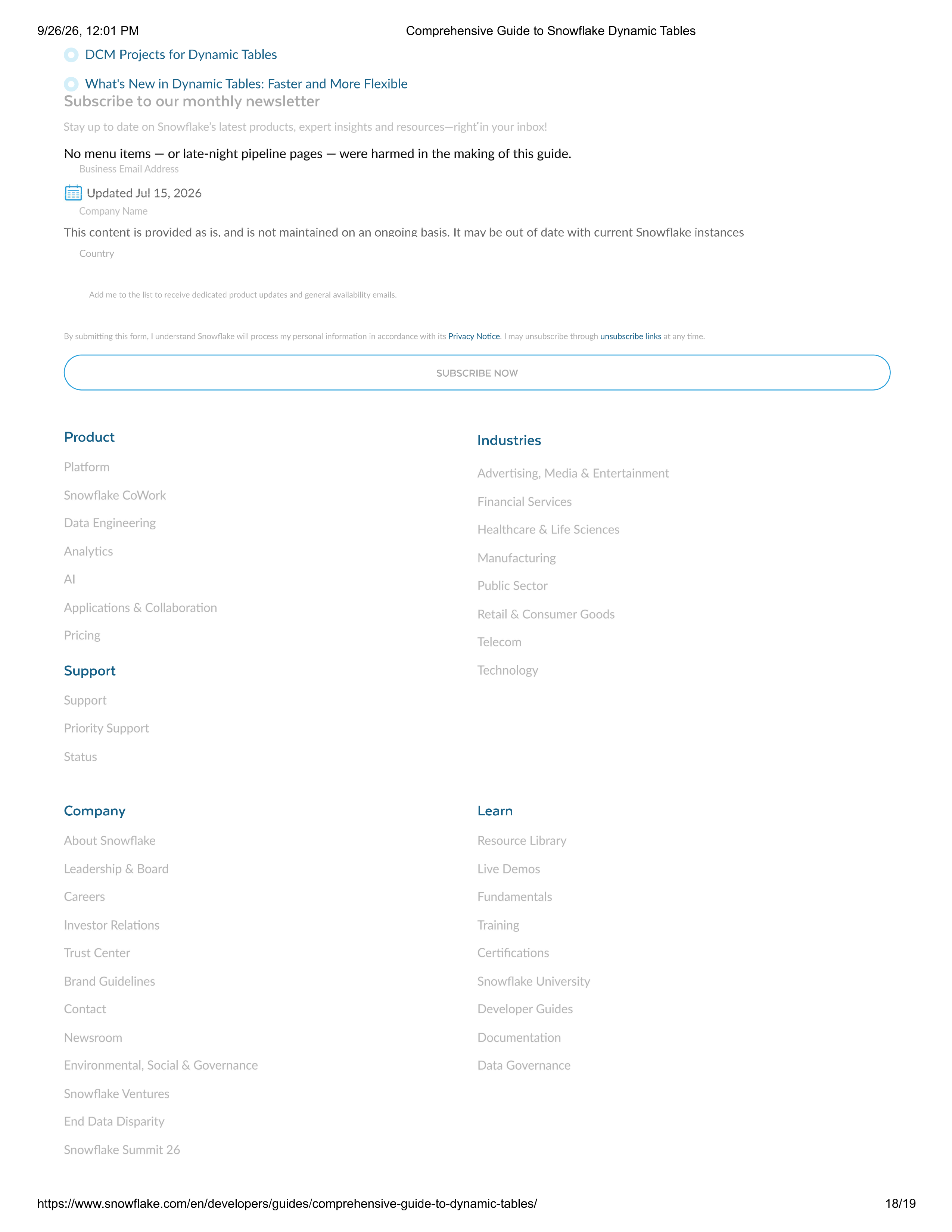 Snowflake Comprehensive Guide to Dynamic Tables — page 18