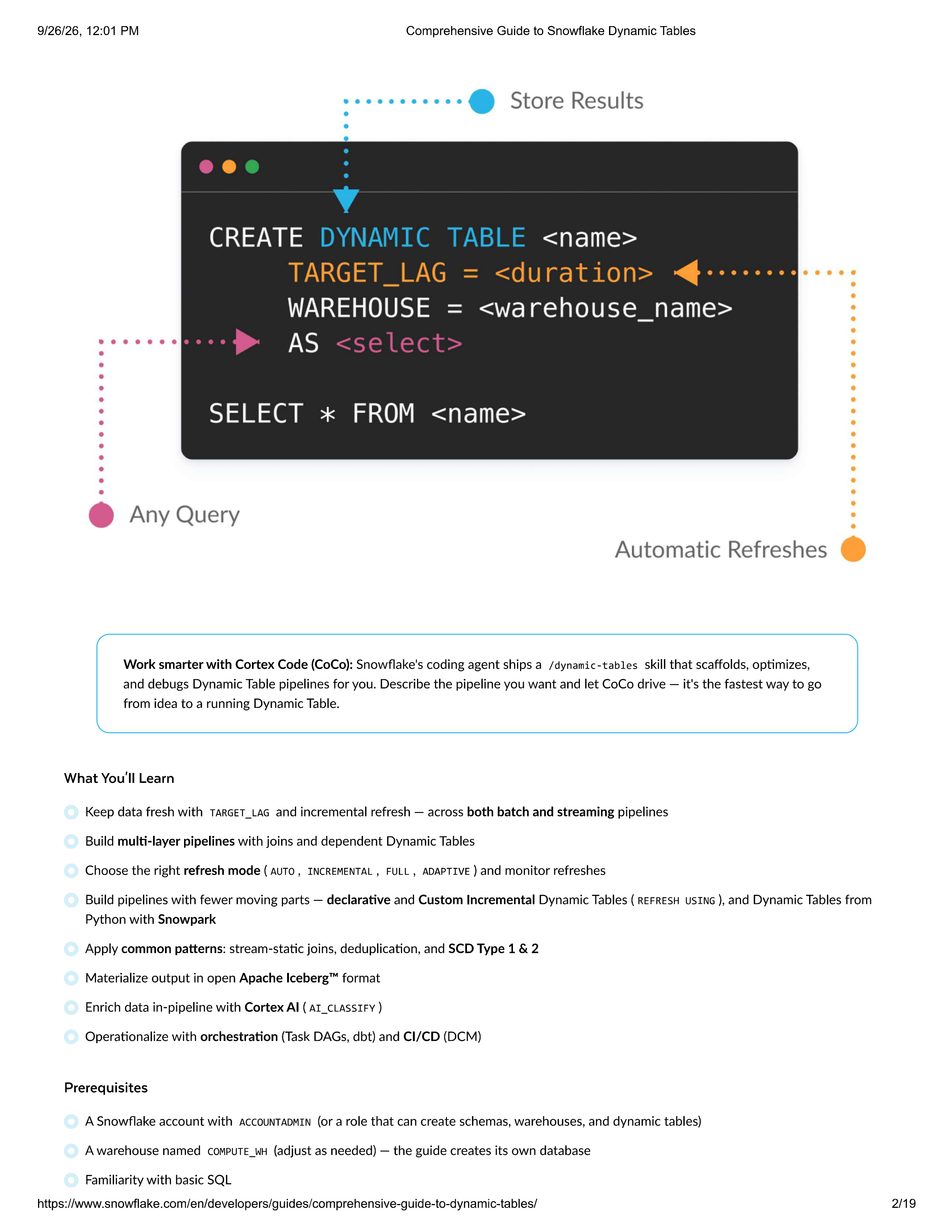 Snowflake Comprehensive Guide to Dynamic Tables — page 2