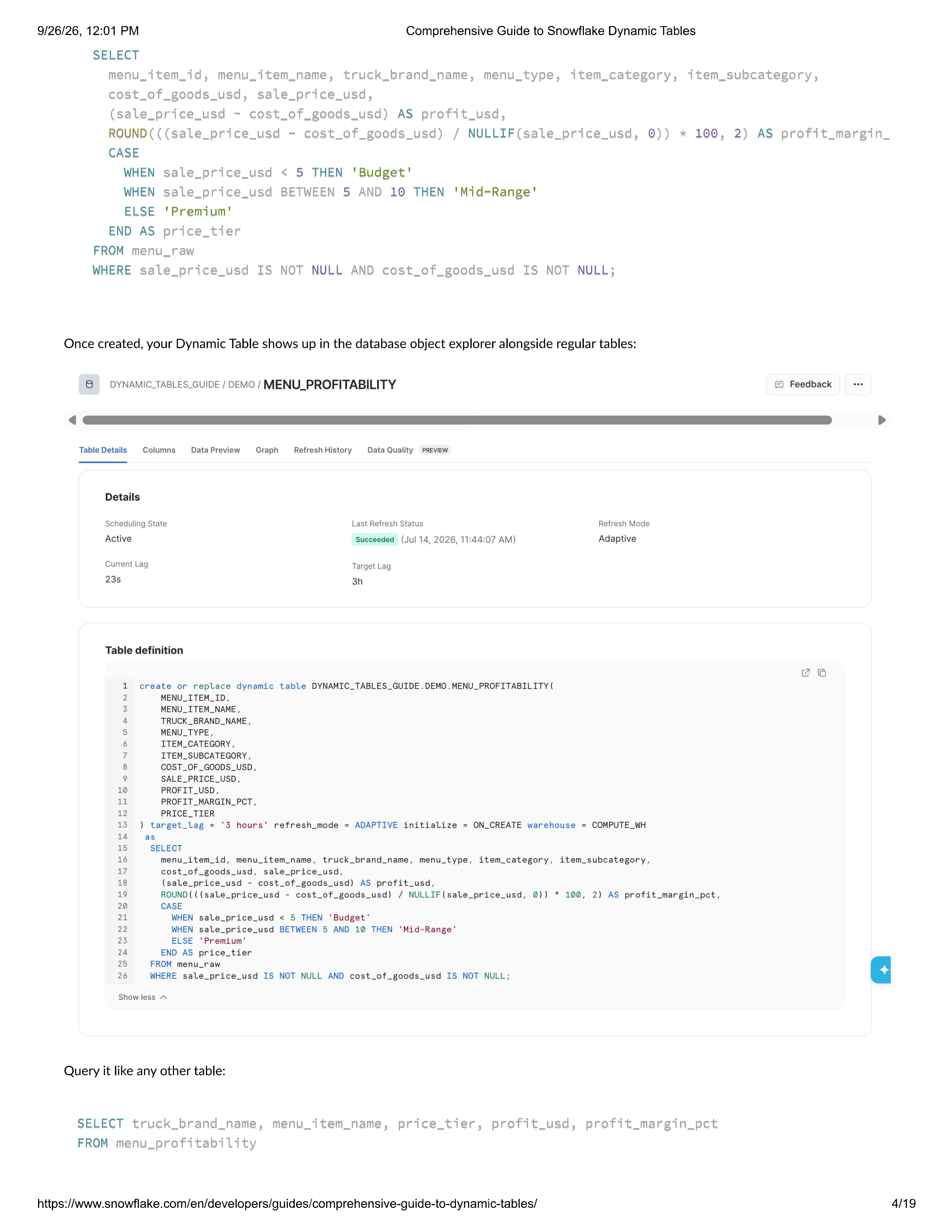 Snowflake Comprehensive Guide to Dynamic Tables — page 4