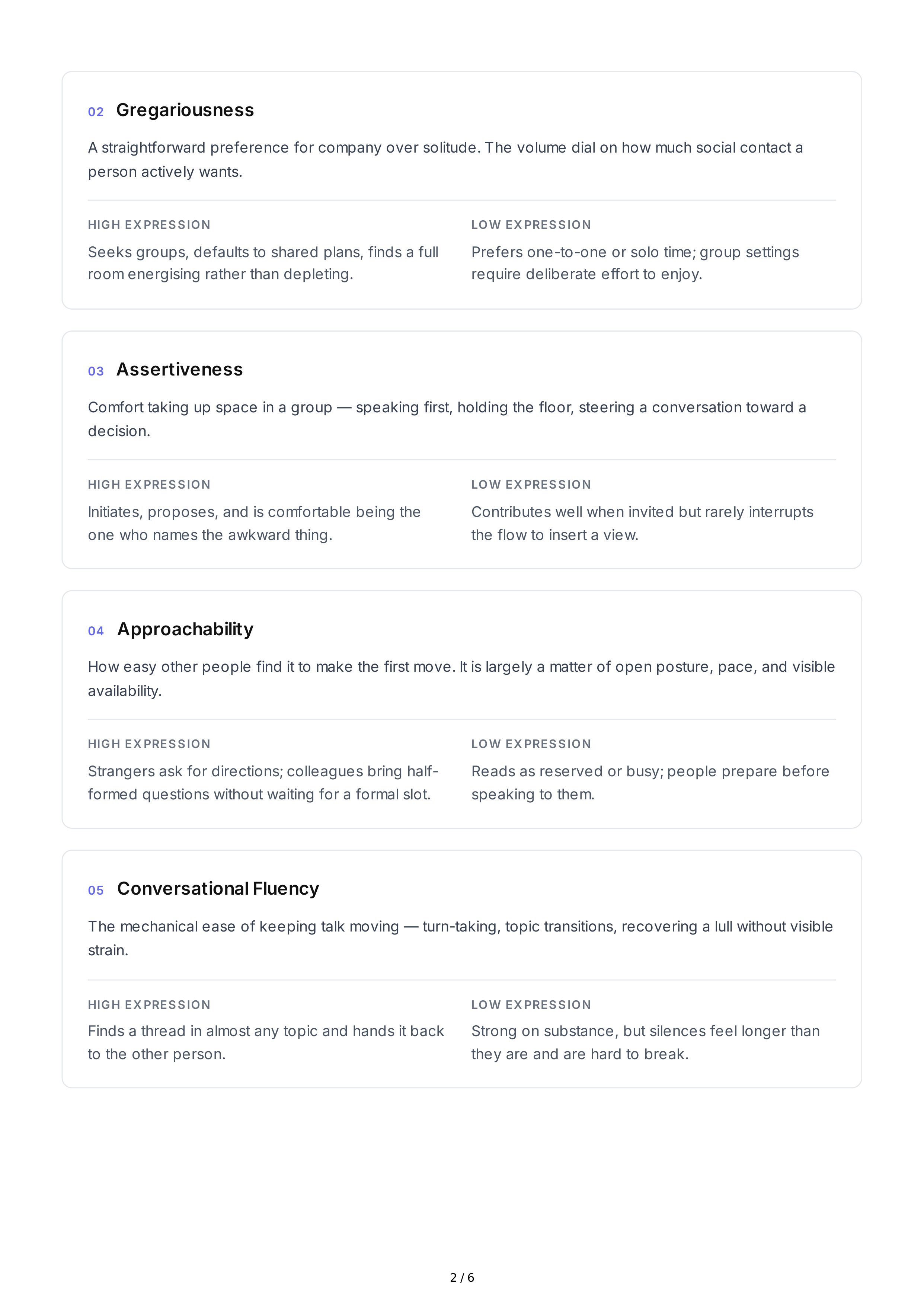 Sociability Personality Traits — page 2