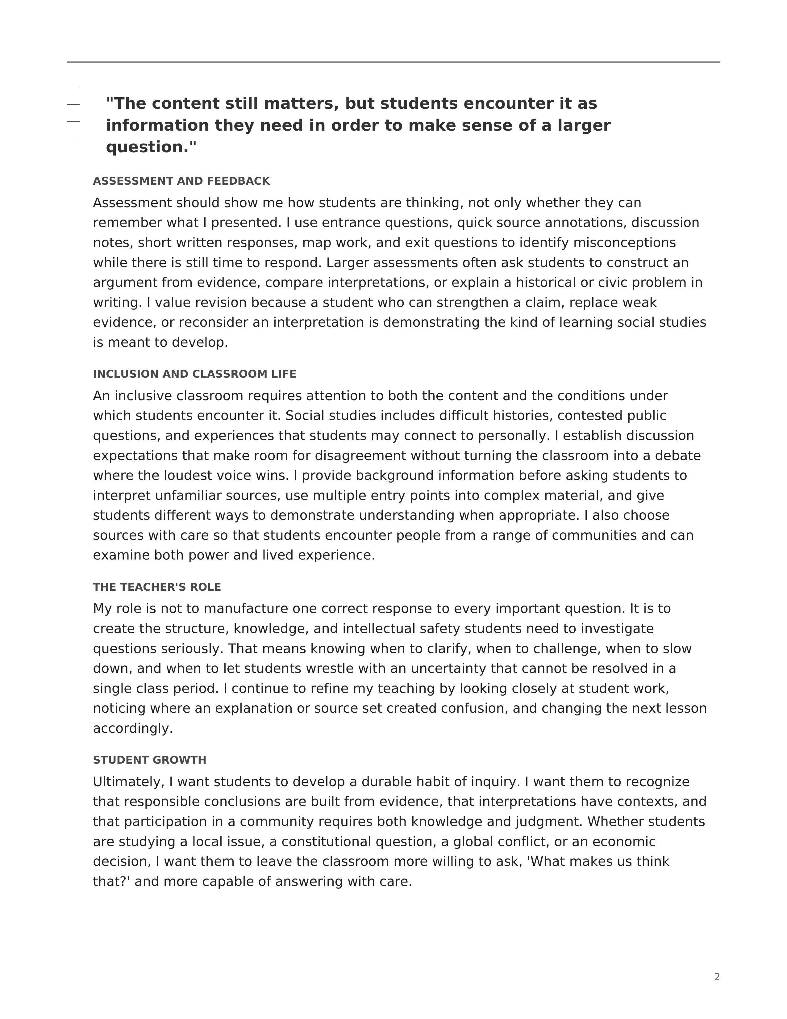 Social Studies Teacher Teaching Philosophy — page 2