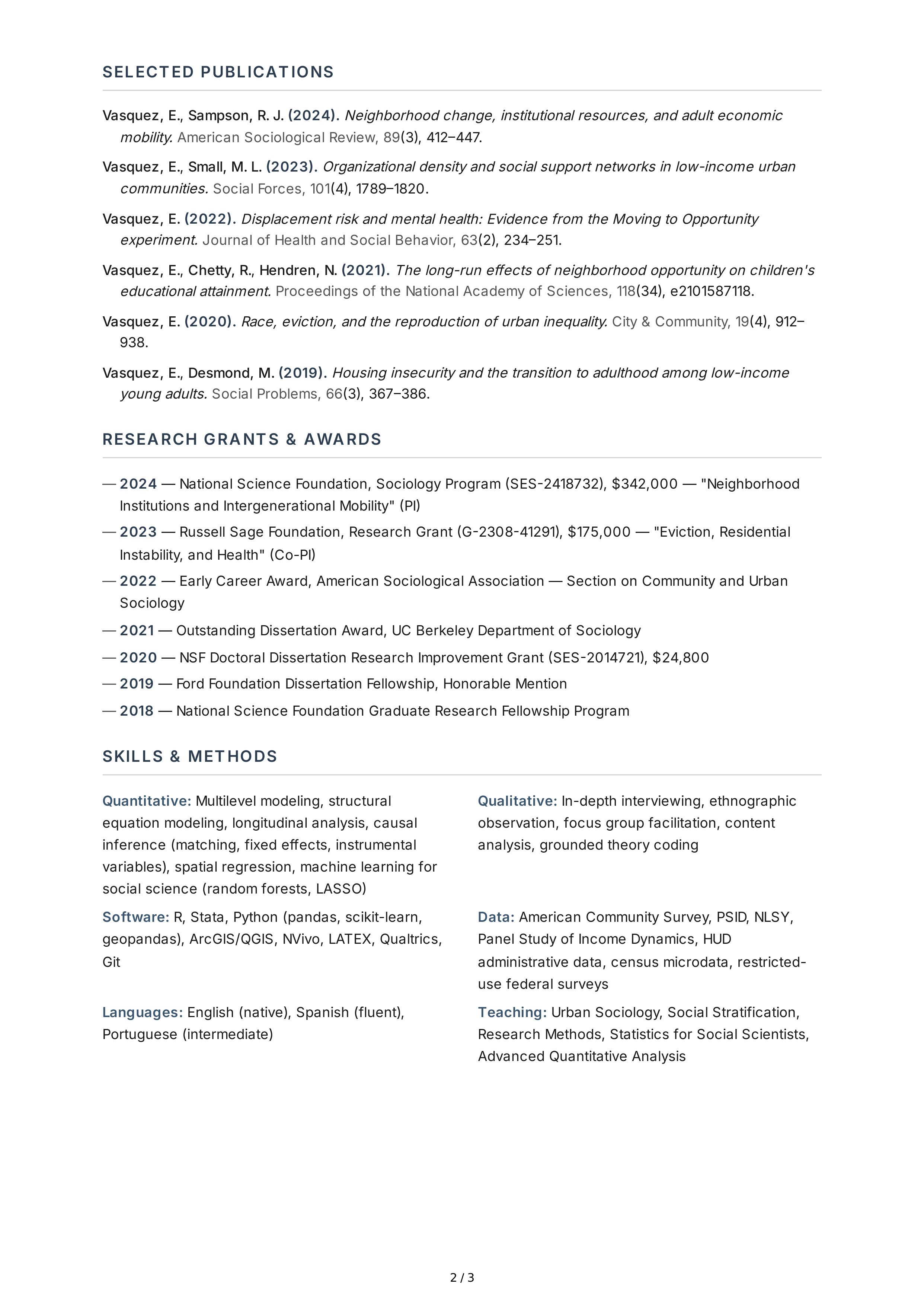 Sociologist CV — page 2