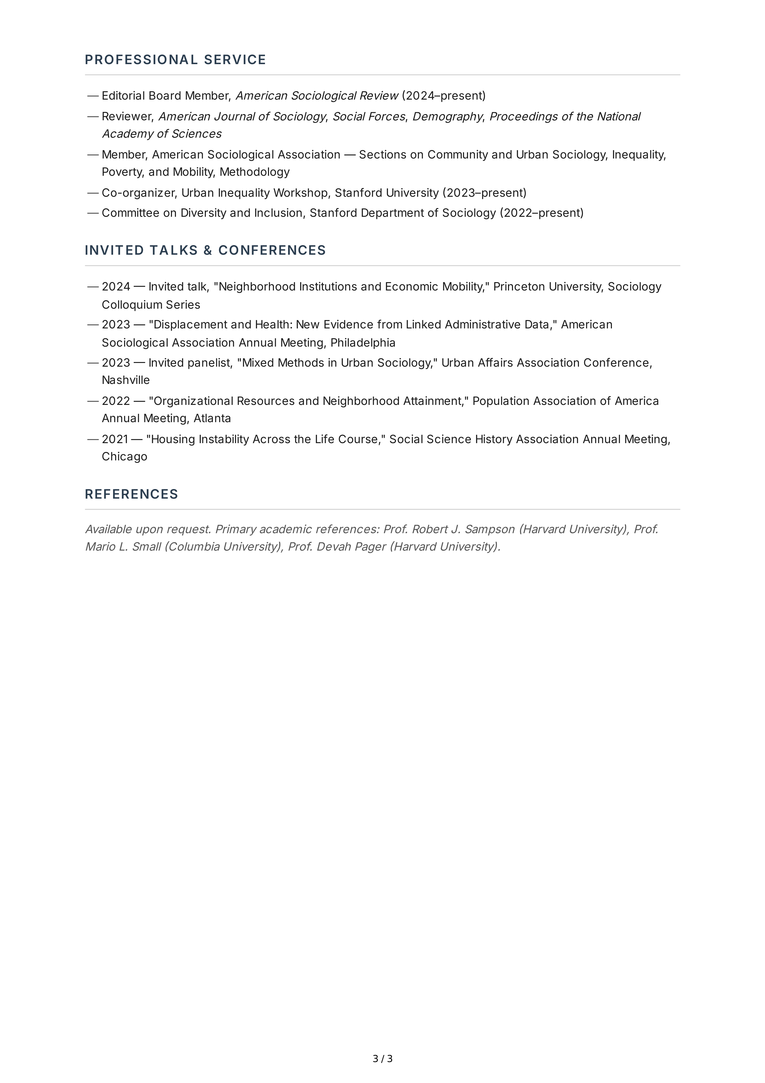Sociologist CV — page 3