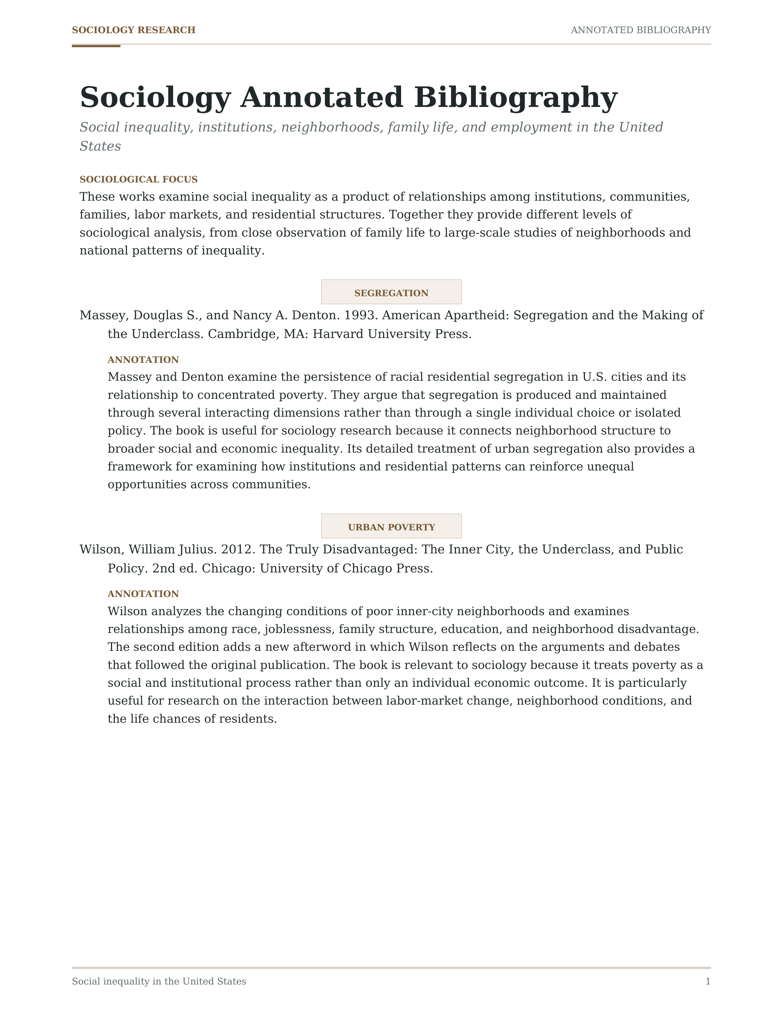Sociology Annotated Bibliography — page 1
