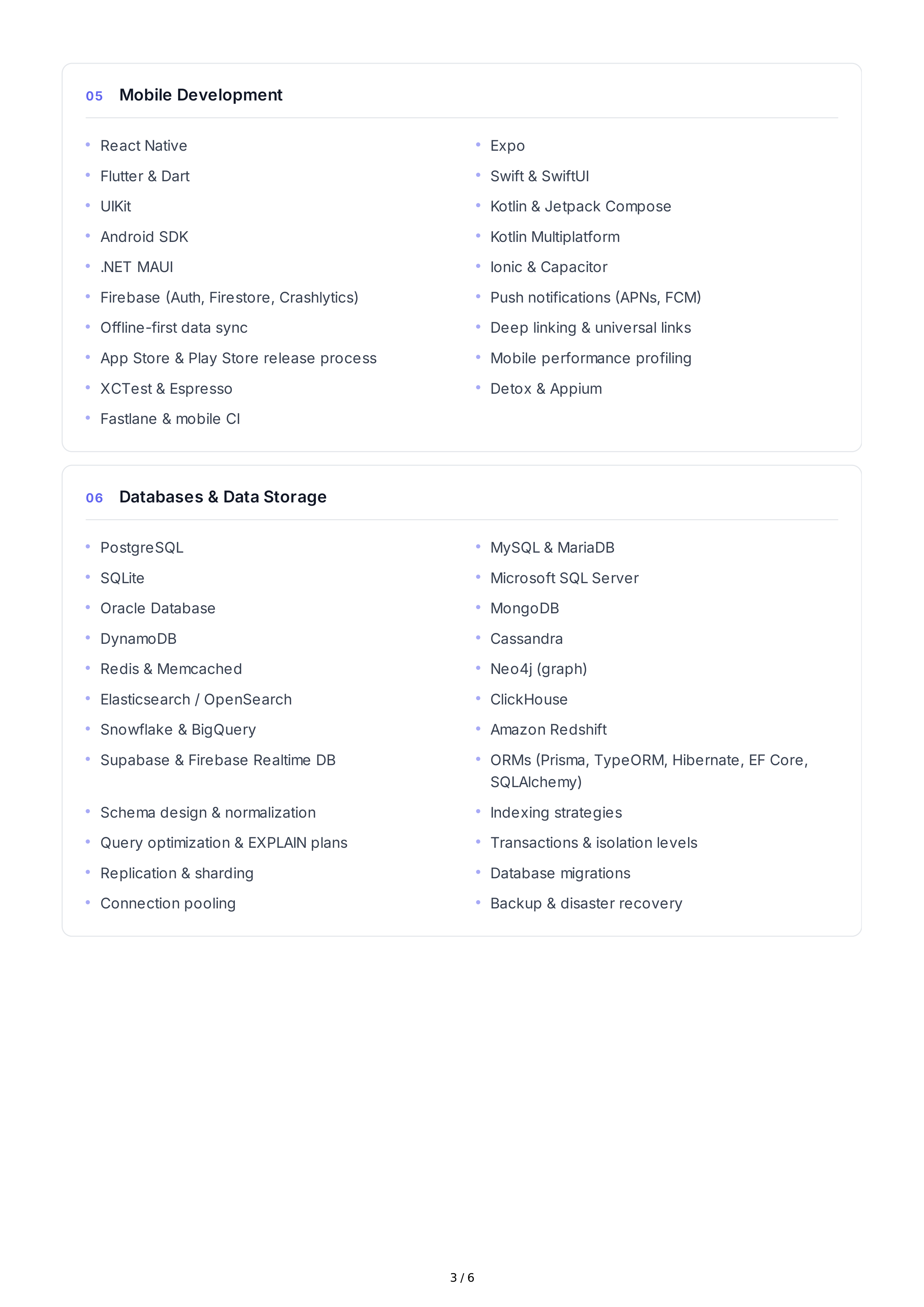 Software Development Technical Skills — page 3