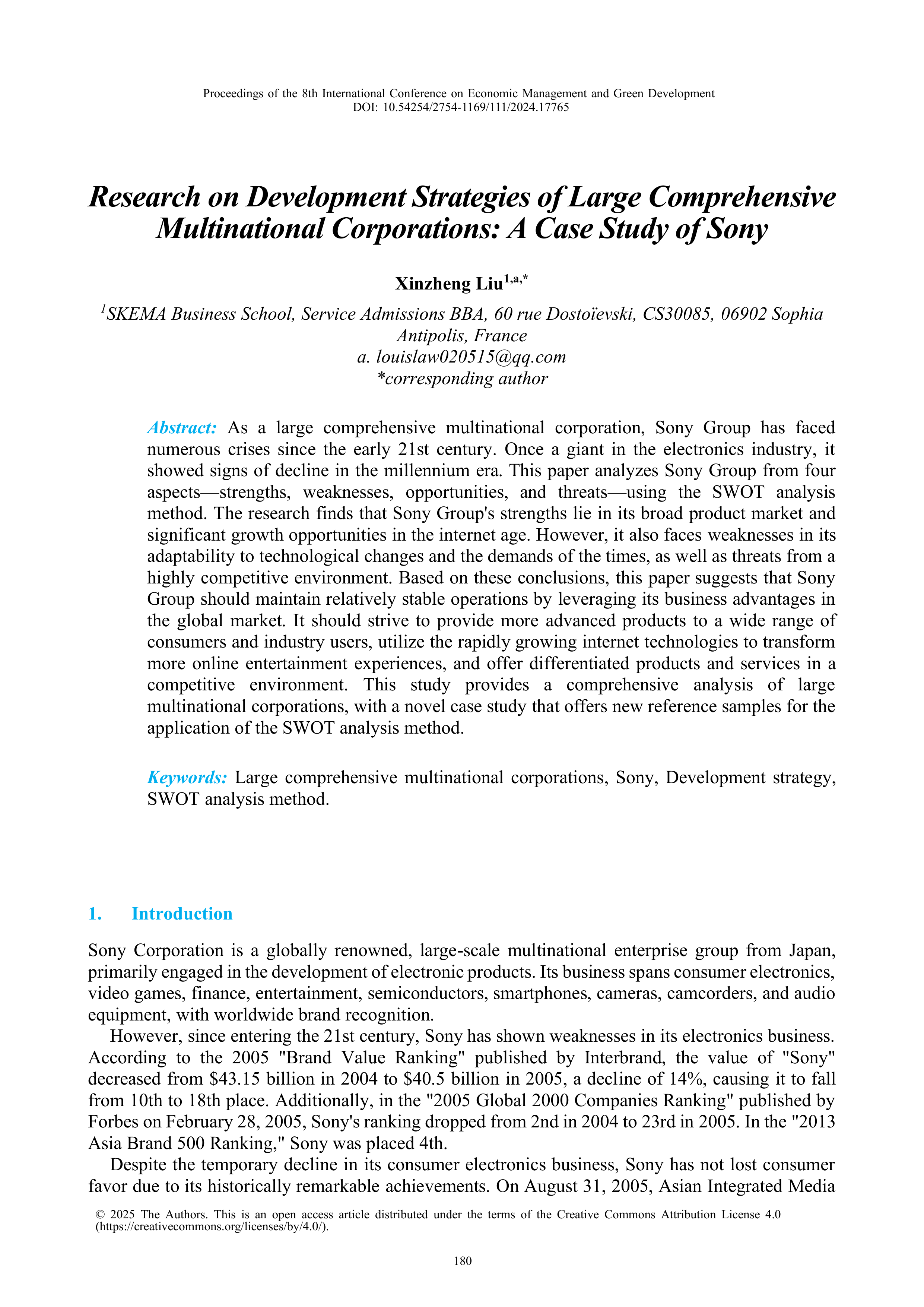 Sony Case Study — page 1