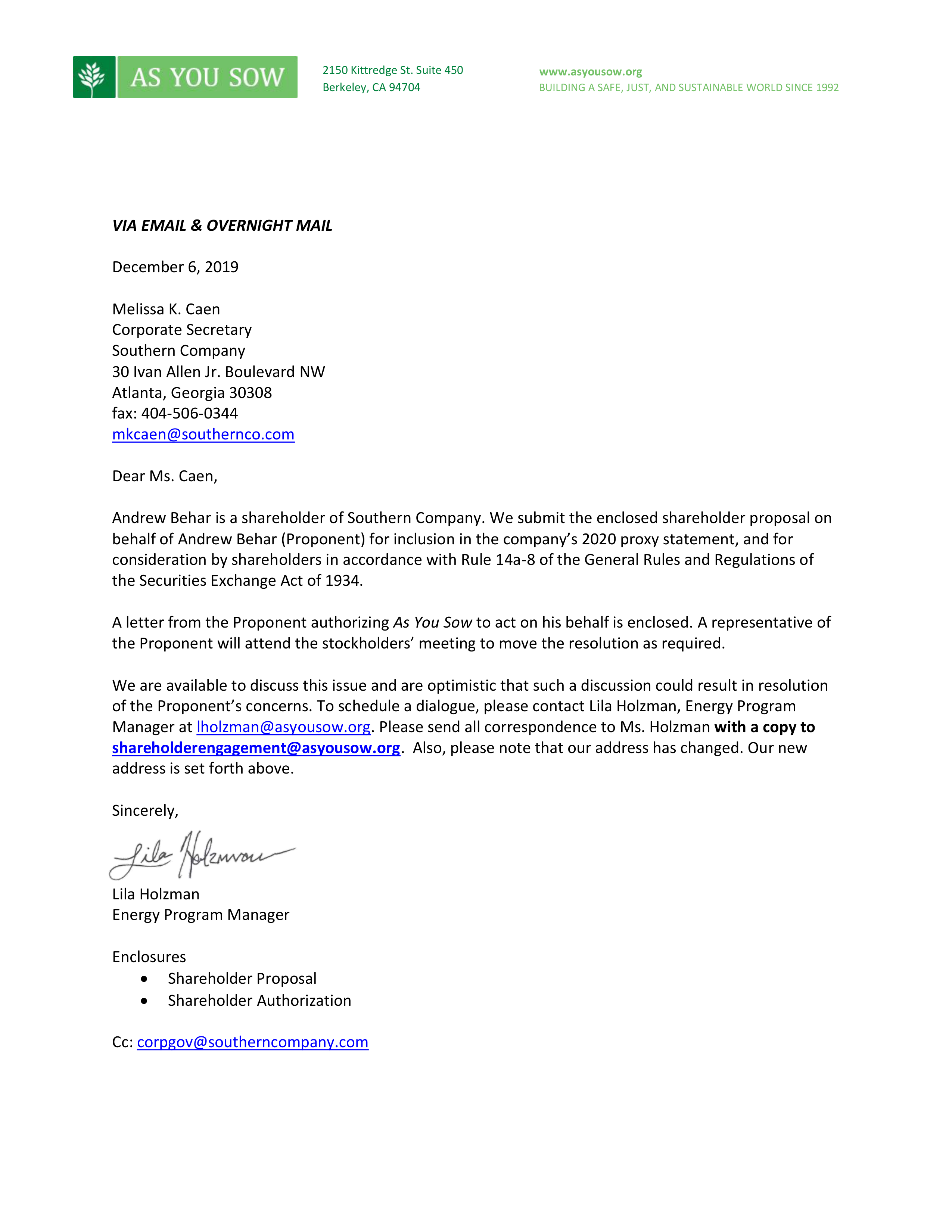 Southern Company Proposal  — page 15