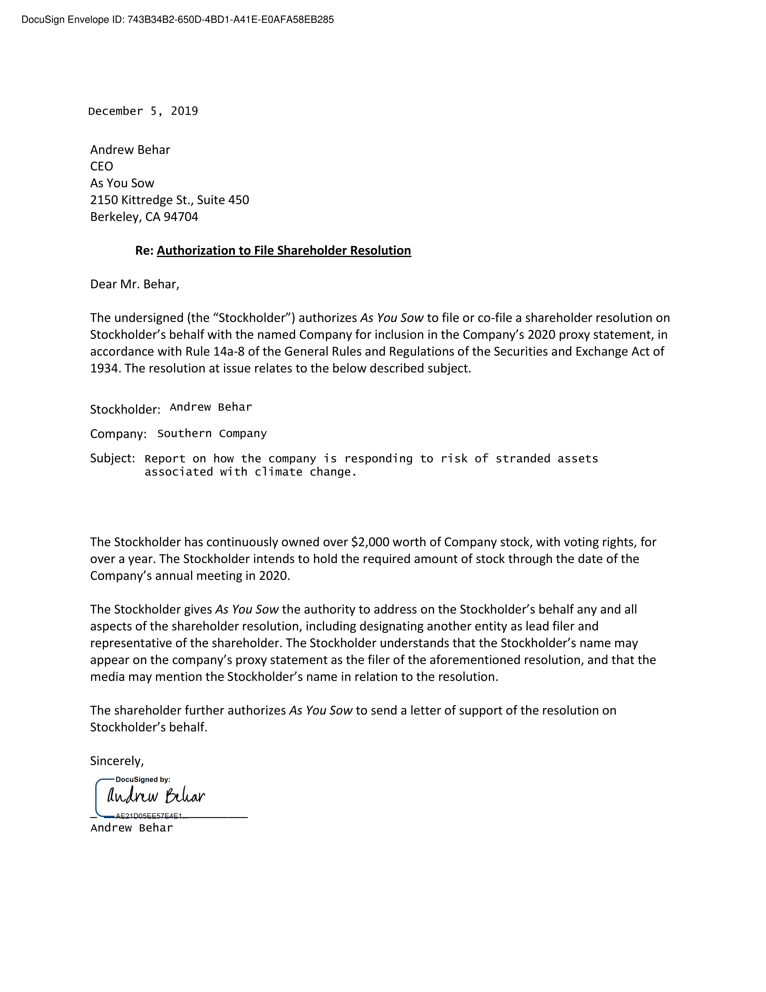 Southern Company Proposal  — page 18