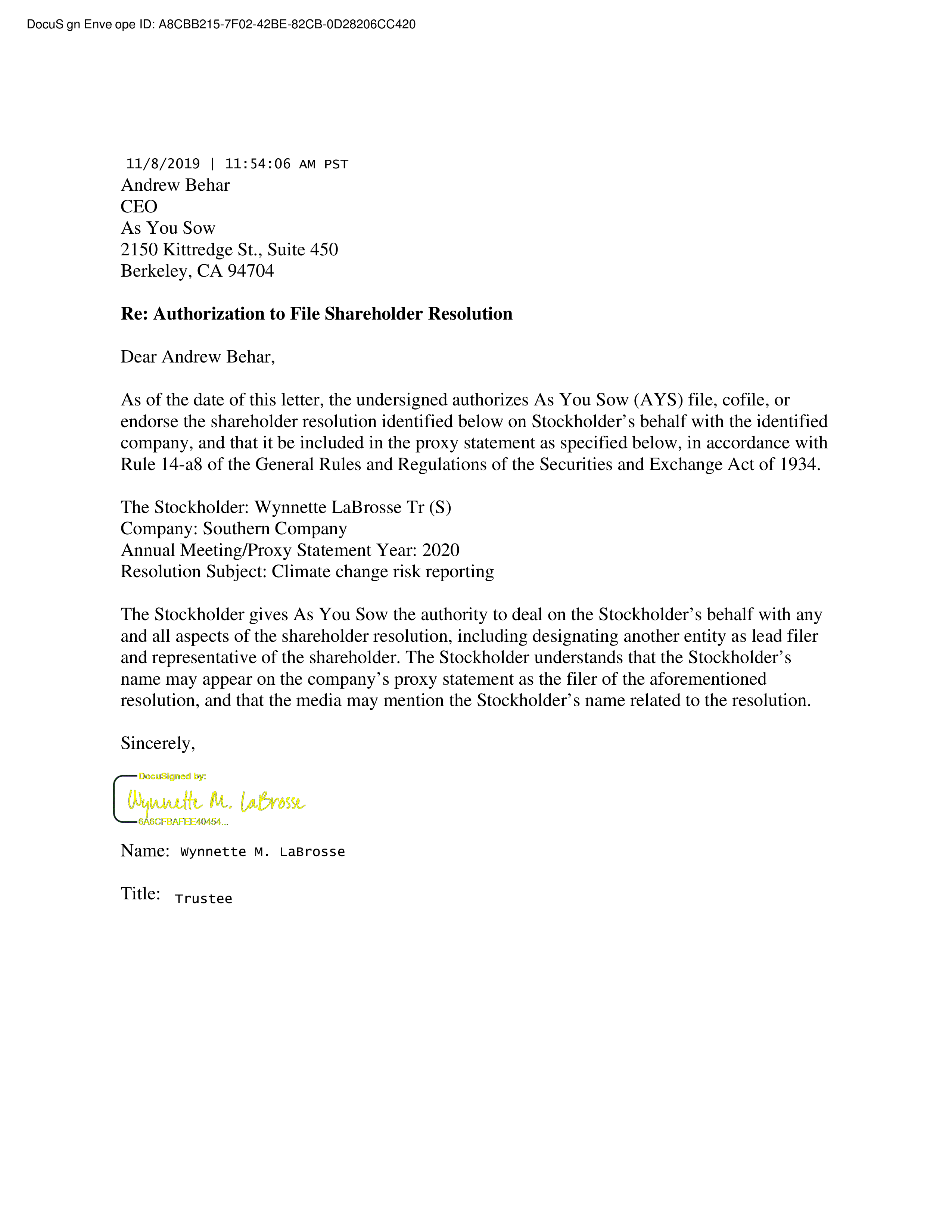 Southern Company Proposal  — page 22