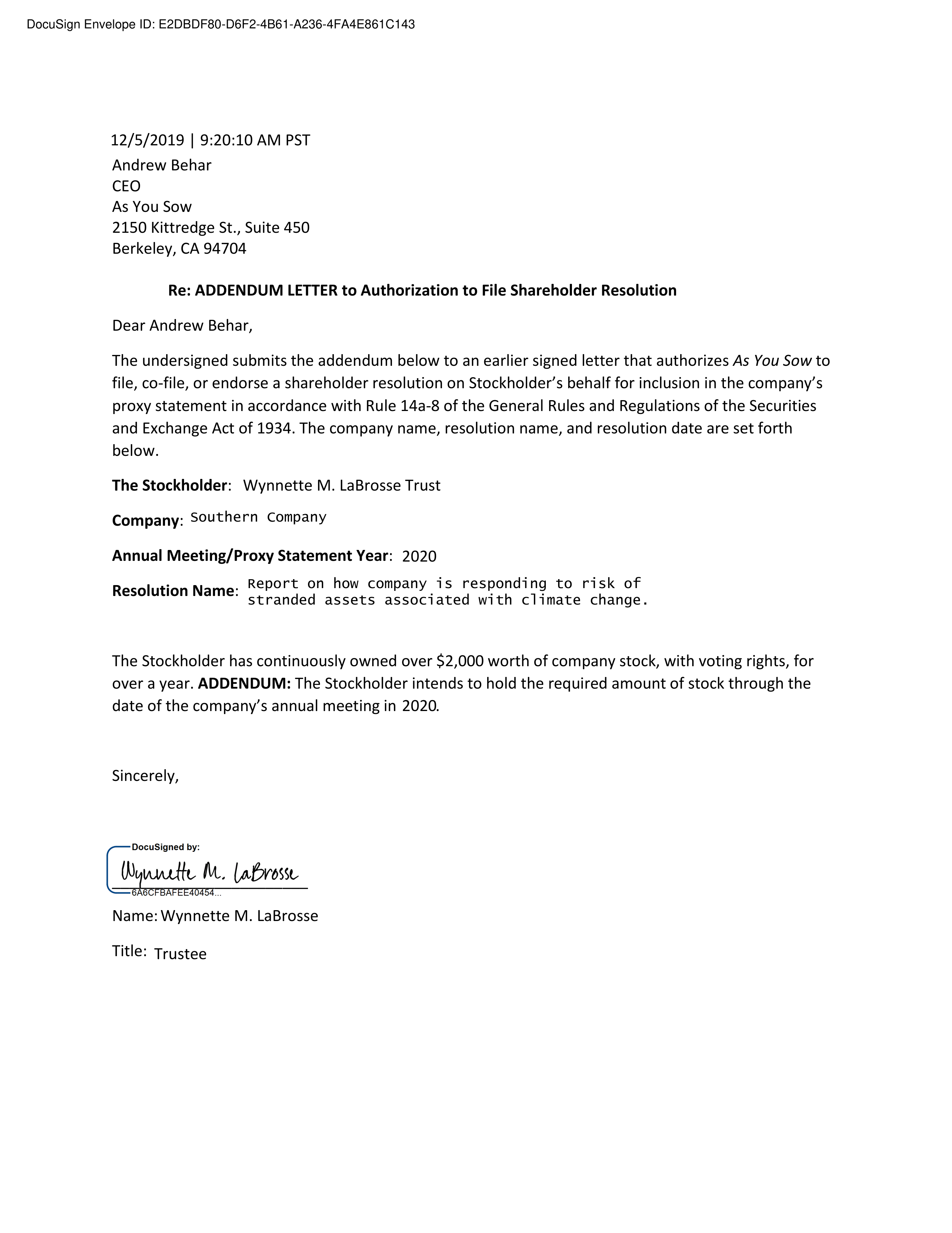 Southern Company Proposal  — page 23