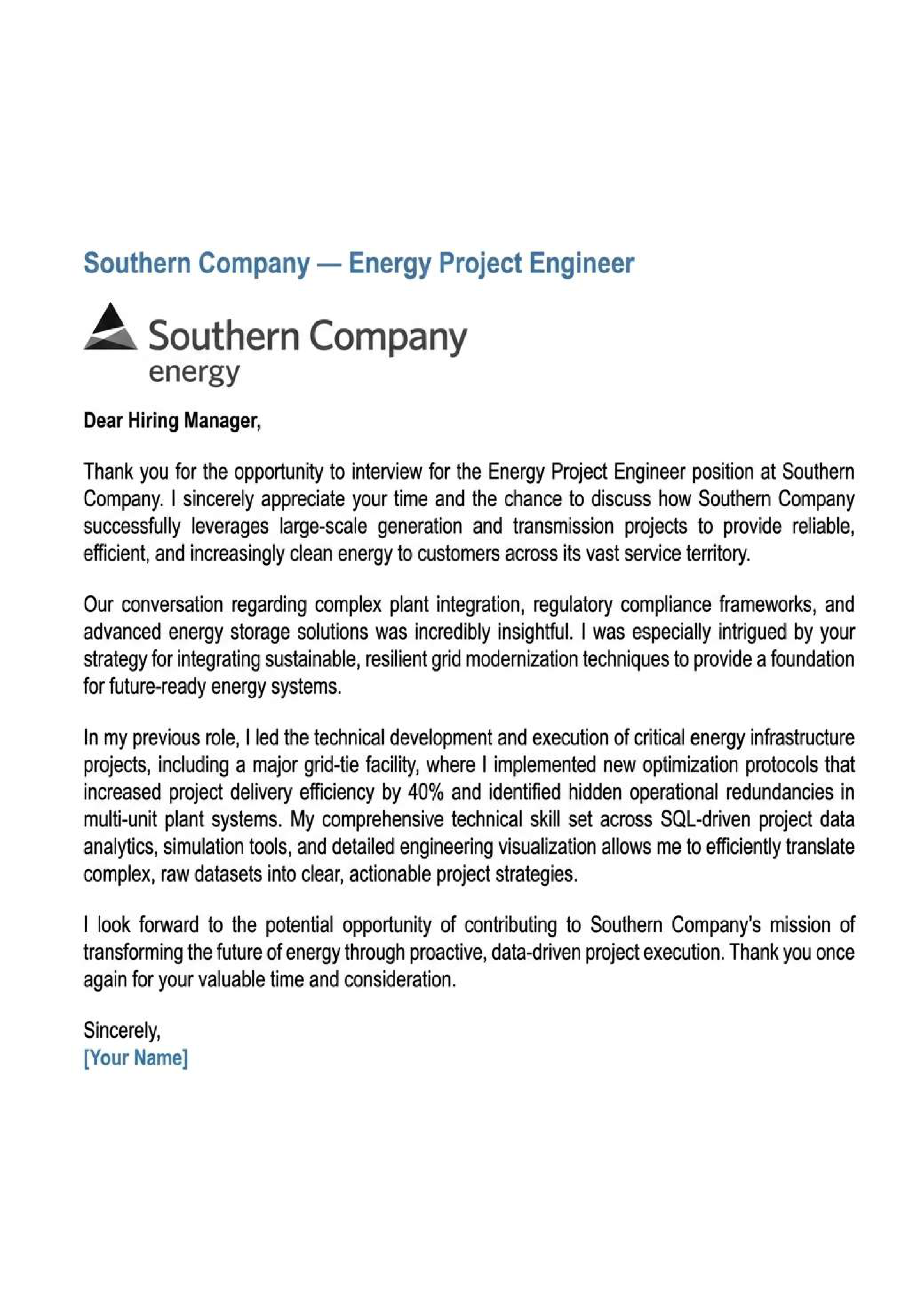 Southern Company Energy Project Engineer — page 1