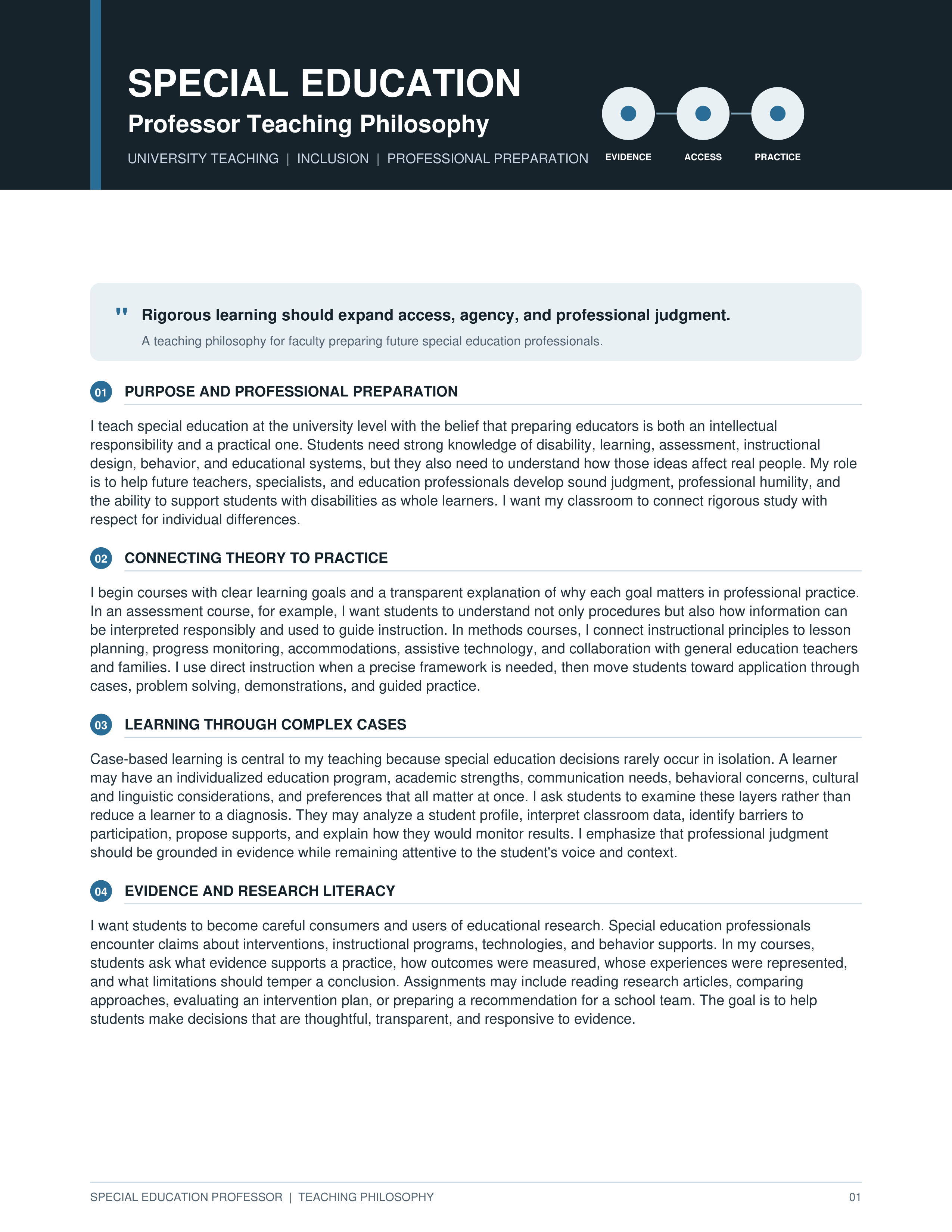 Special Education Professor Teaching Philosophy — page 1