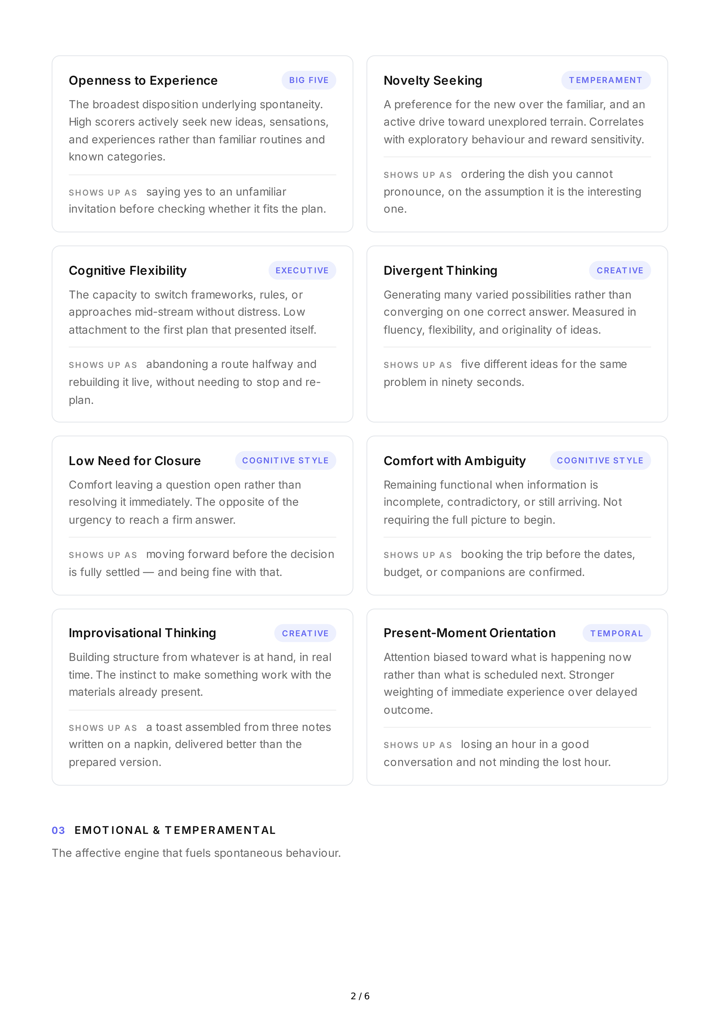 Spontaneity Personality Traits — page 2